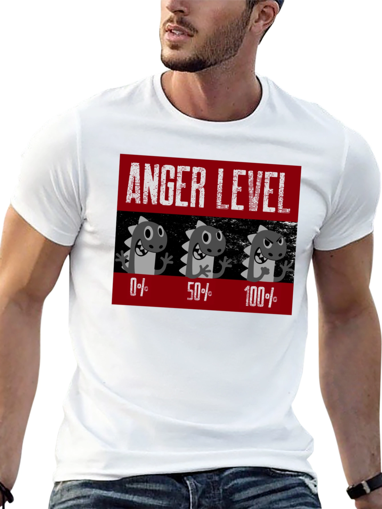 Anger Level T-Shirt Funny Dinosaur Mood Tee