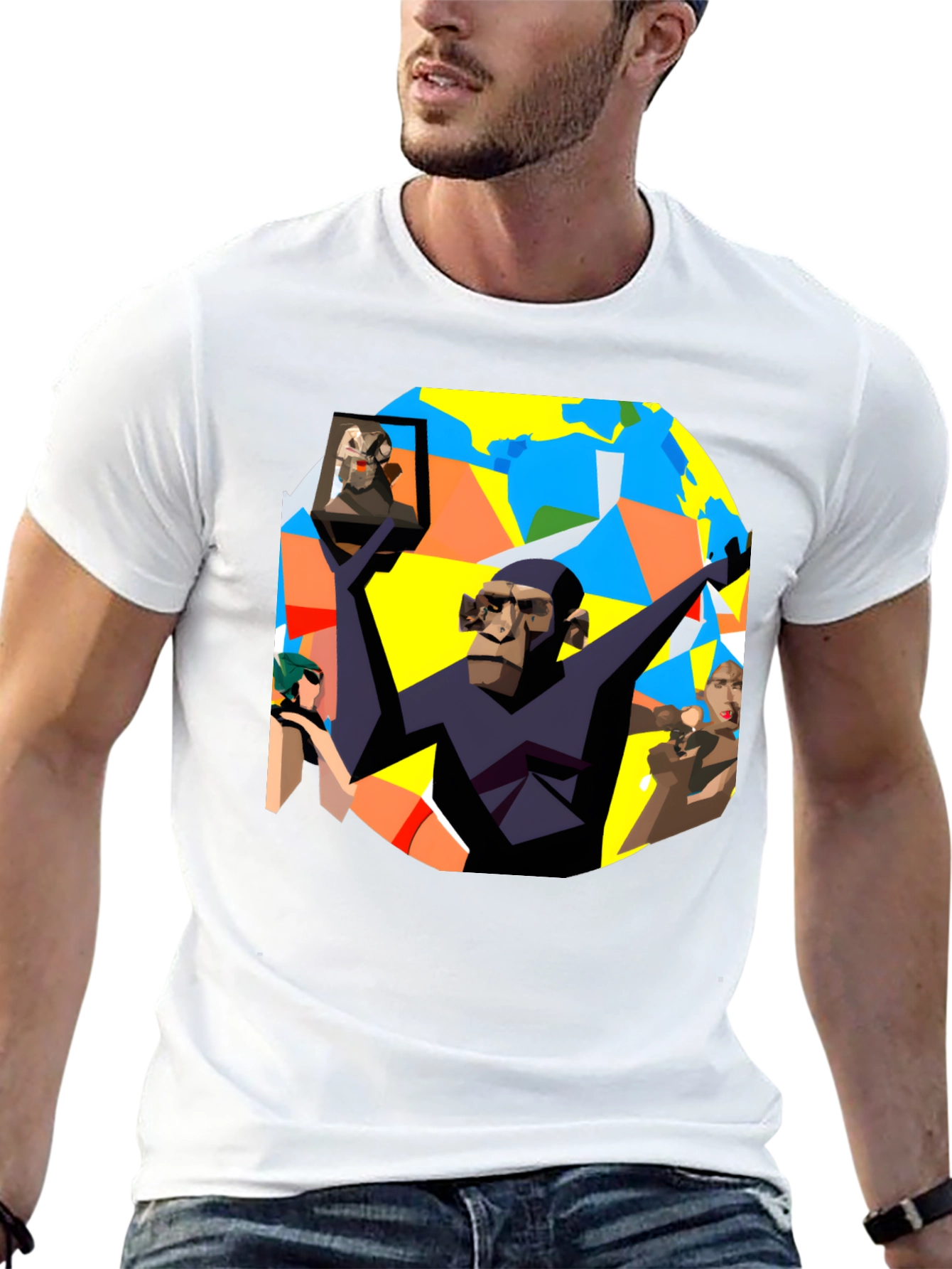 Abstract Ape Graphic Tee - Unique Design
