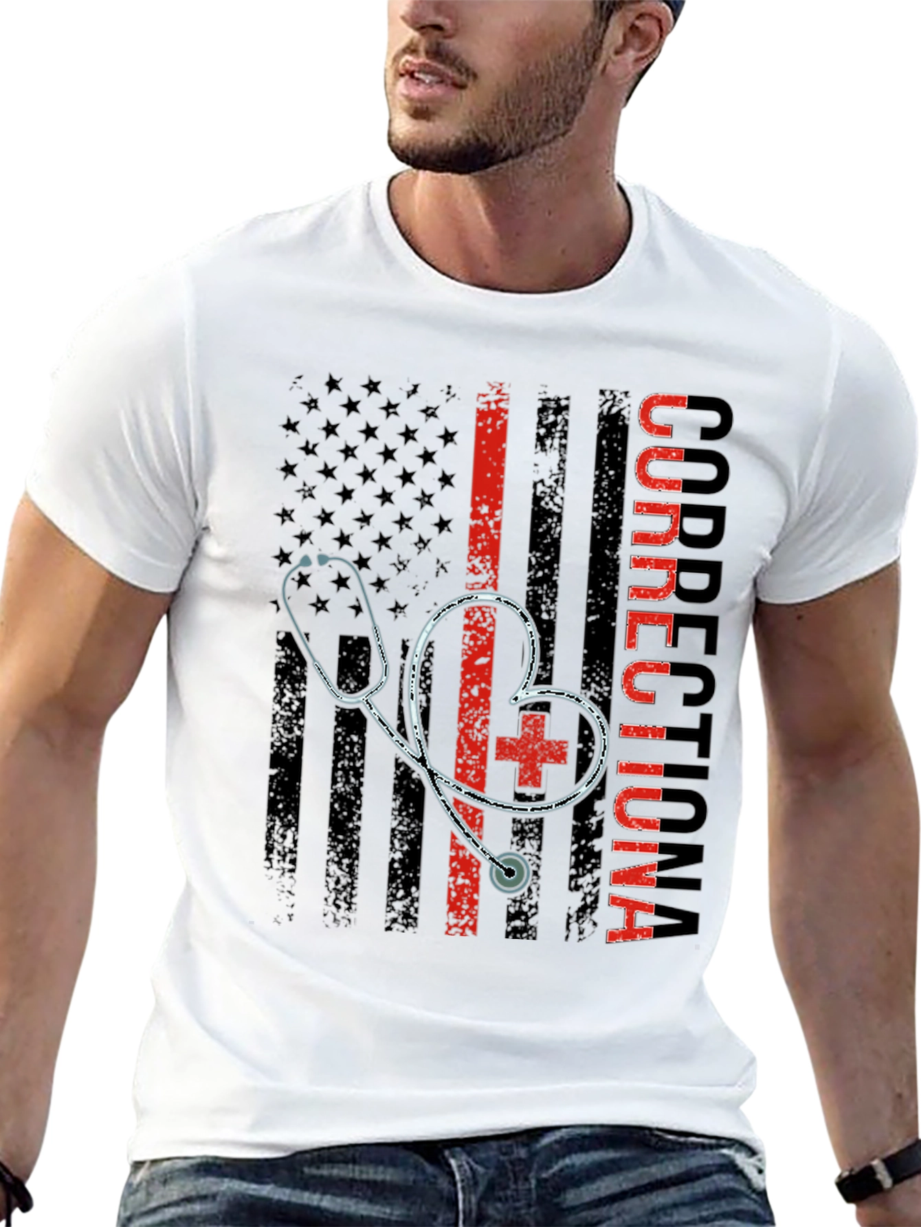 Correctional Nurse American Flag T-Shirt