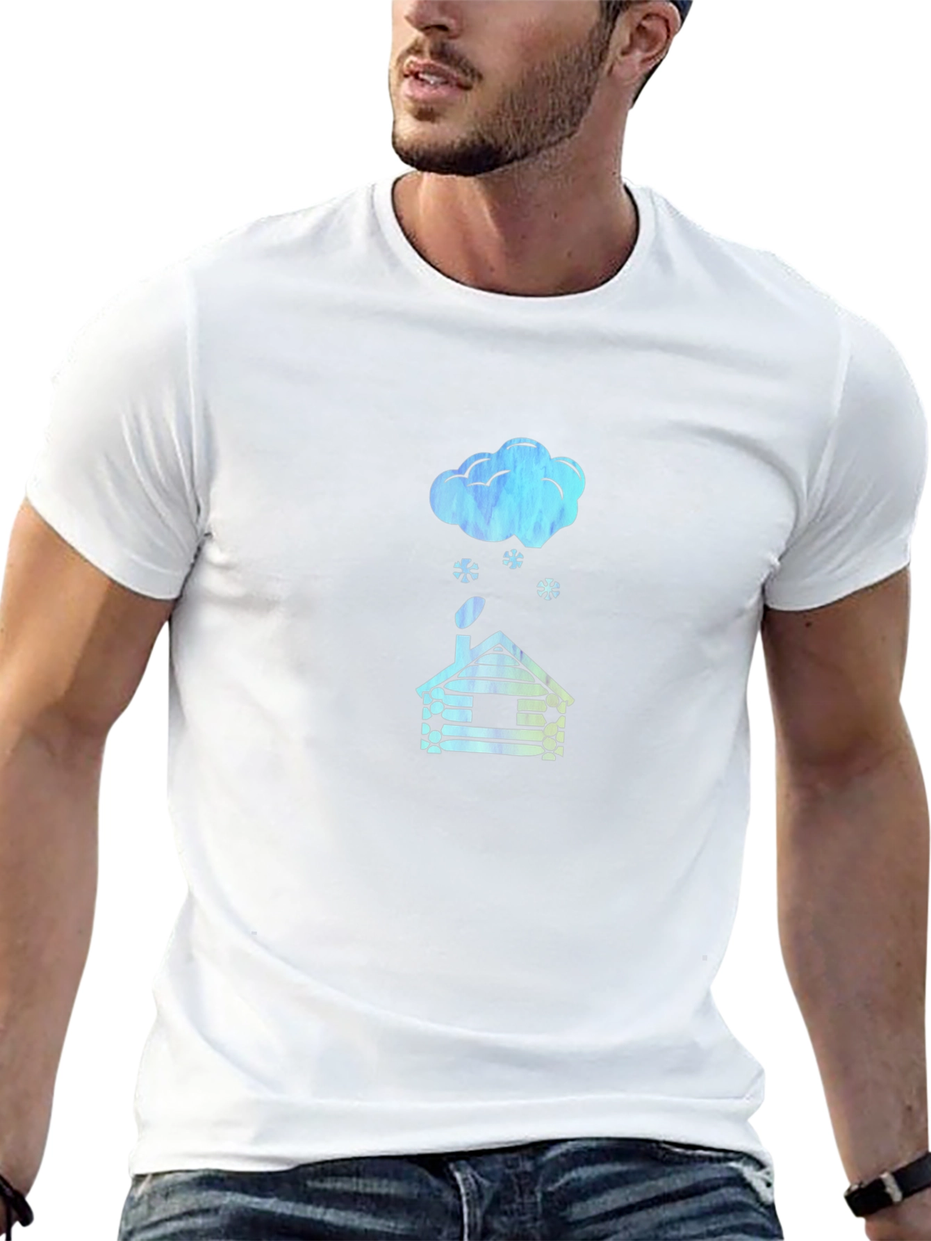 Cabin in Winter Black T-Shirt