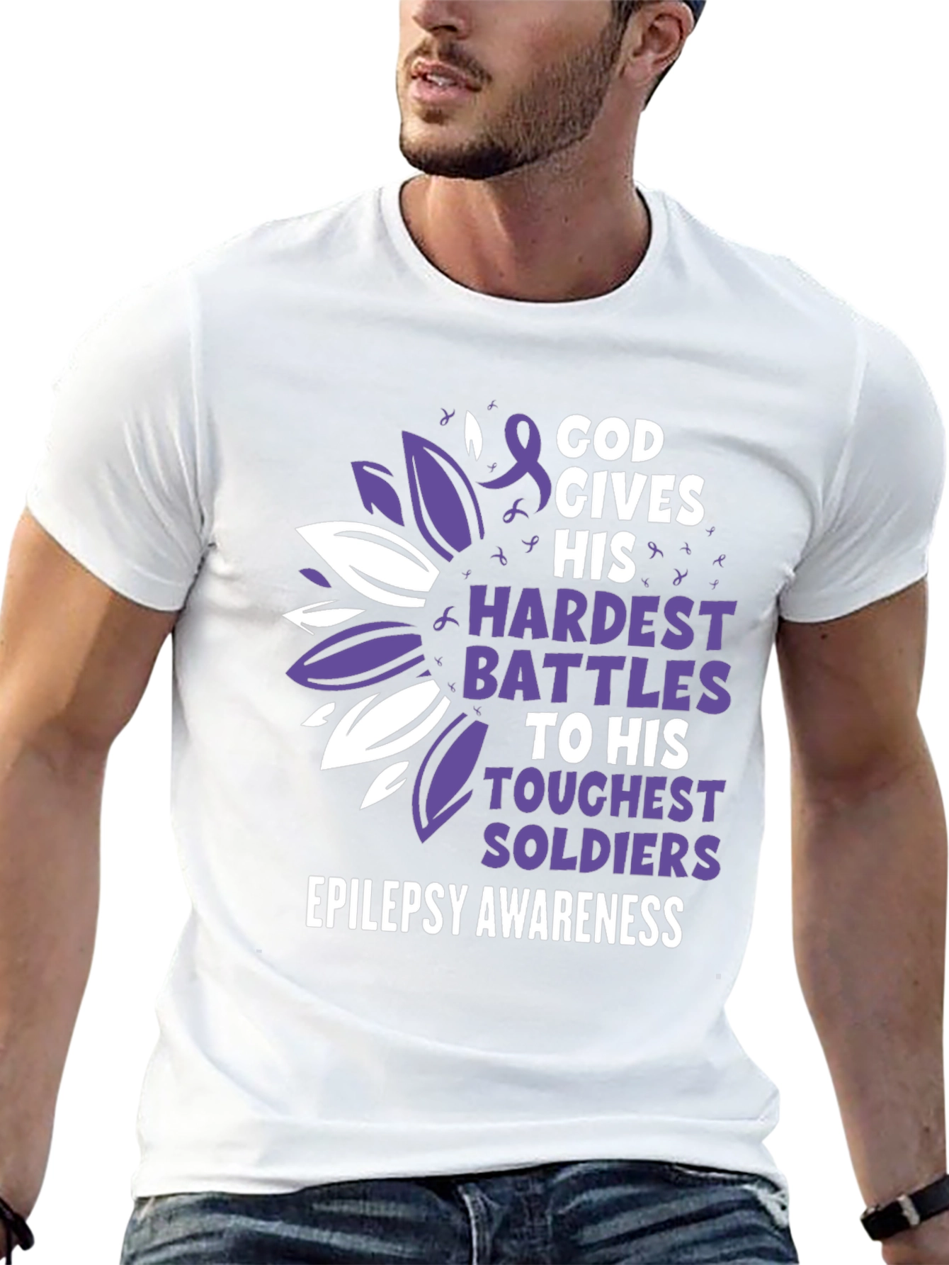 Epilepsy Awareness T-Shirt - God Gives His Hardest Battles