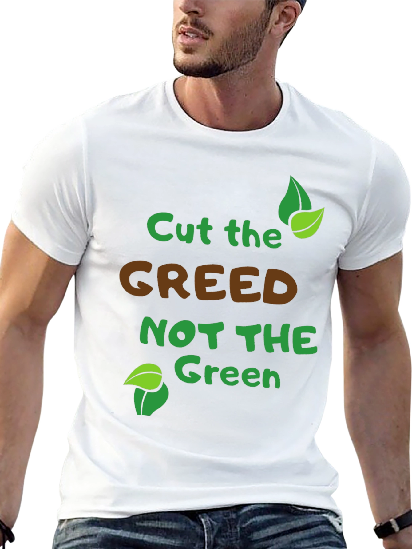 Eco-Friendly Cut Greed Black Graphic Tee