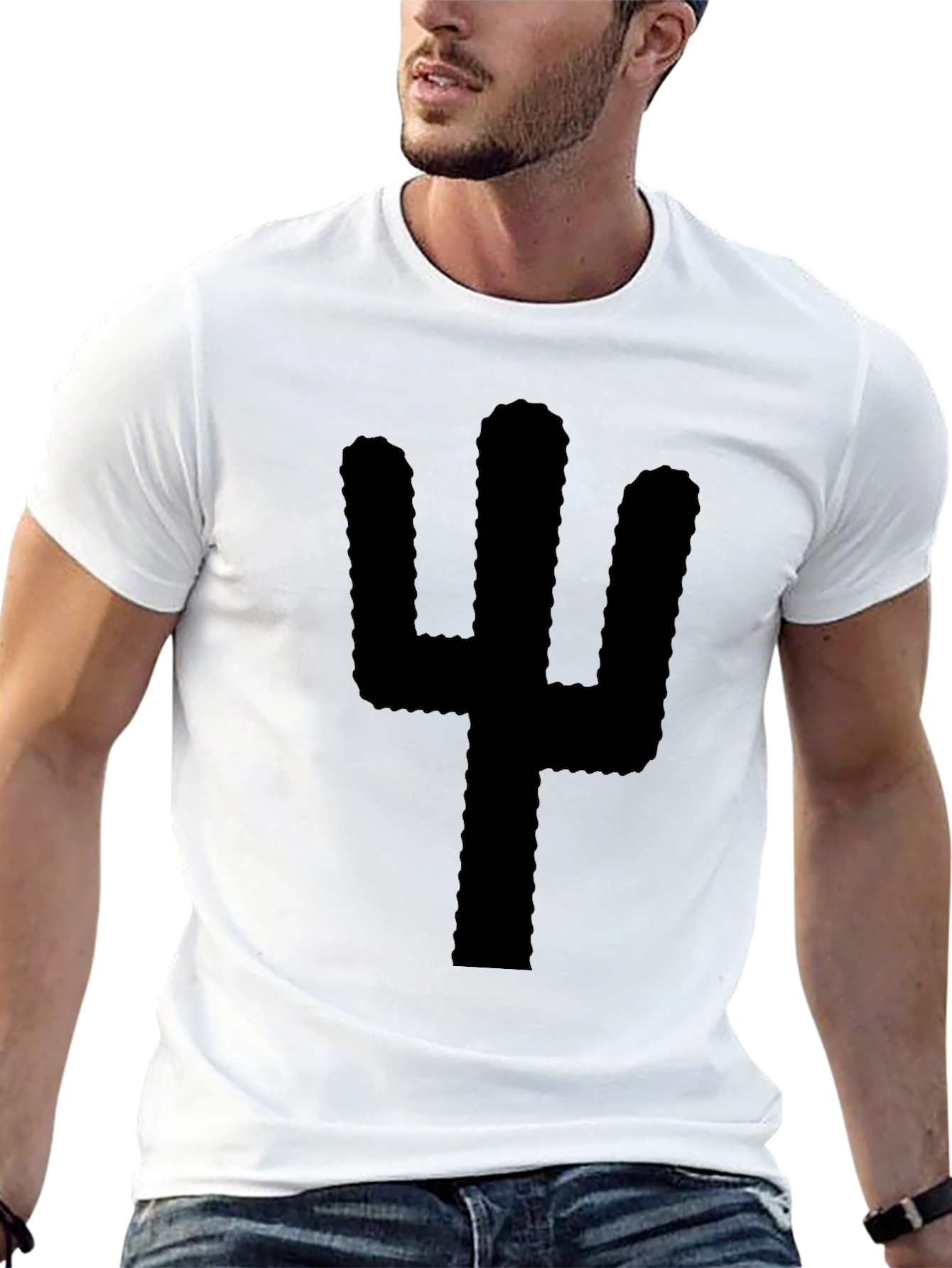 Black Cactus Graphic T-Shirt - Modern Desert Style