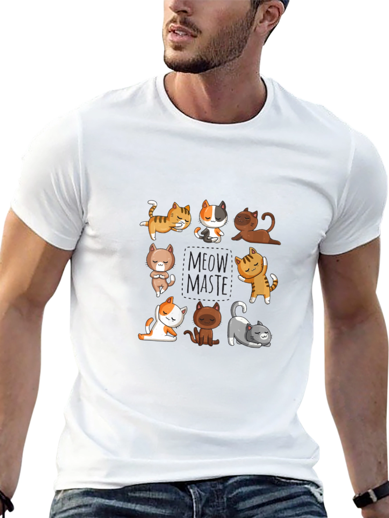 Yoga Cats Black T-Shirt - Meow Master