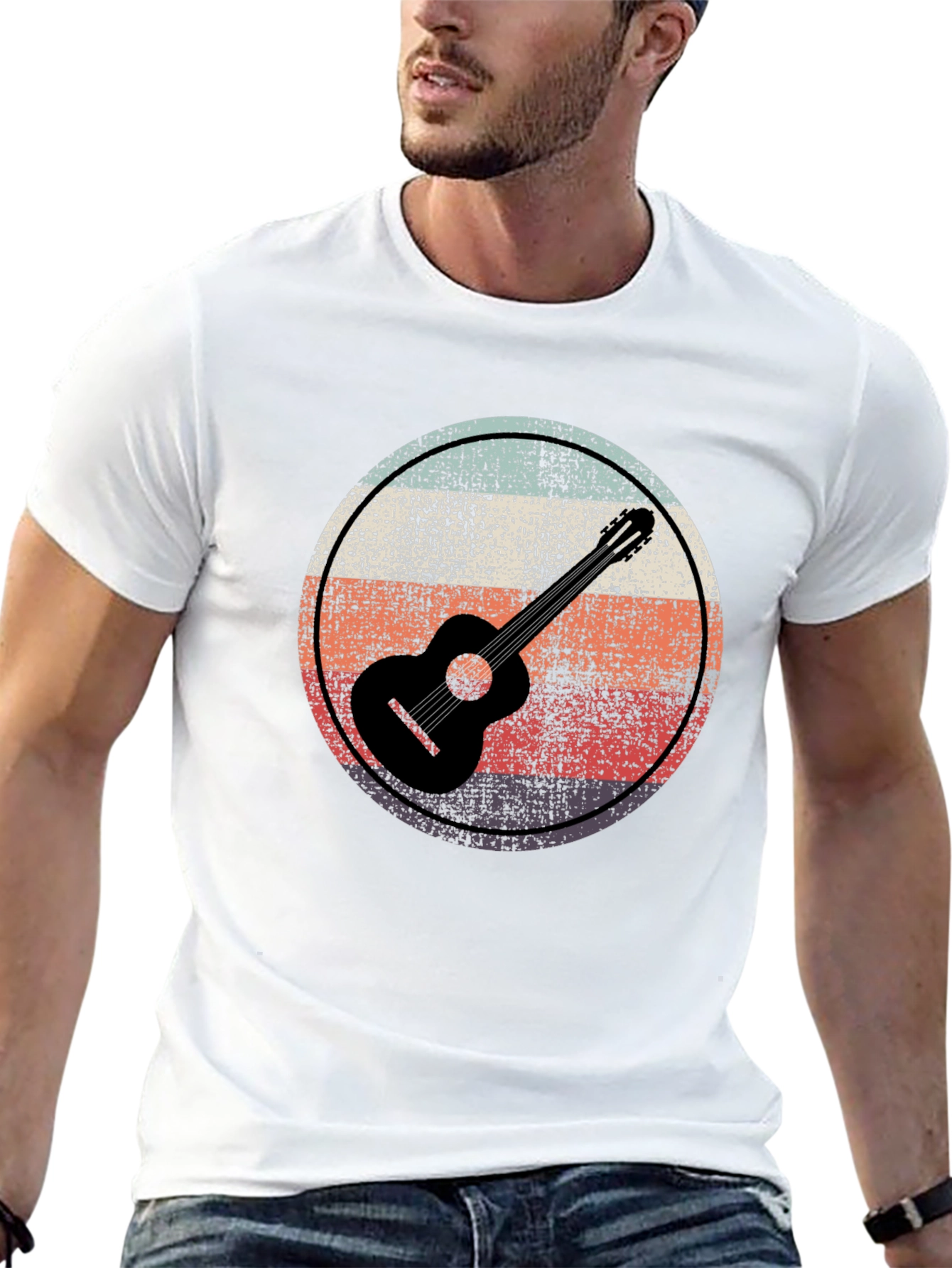Retro Guitar Circle Graphic Tee