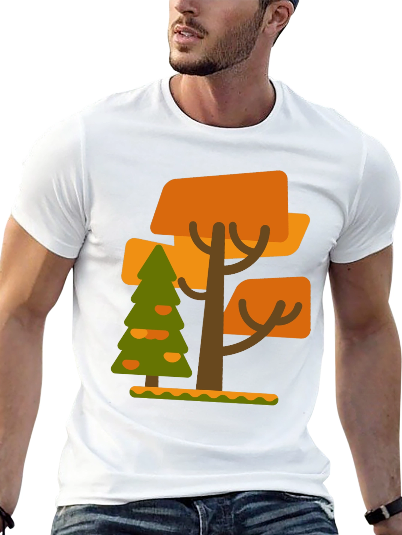 Abstract Tree Graphic Tee - Black Cotton Blend