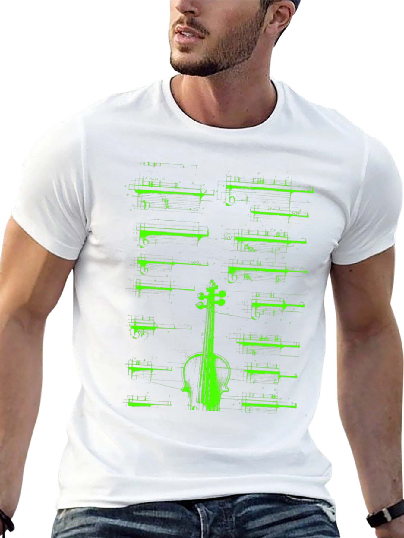 Violin Music Sheet Graphic T-Shirt - Black