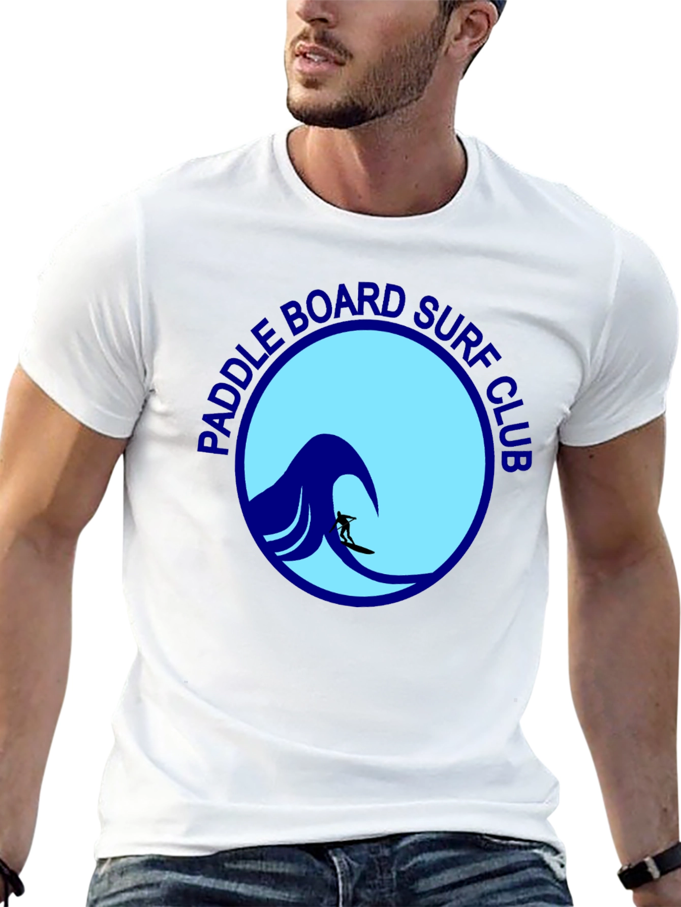 Paddle Board Surf Club Tee - Black Cotton