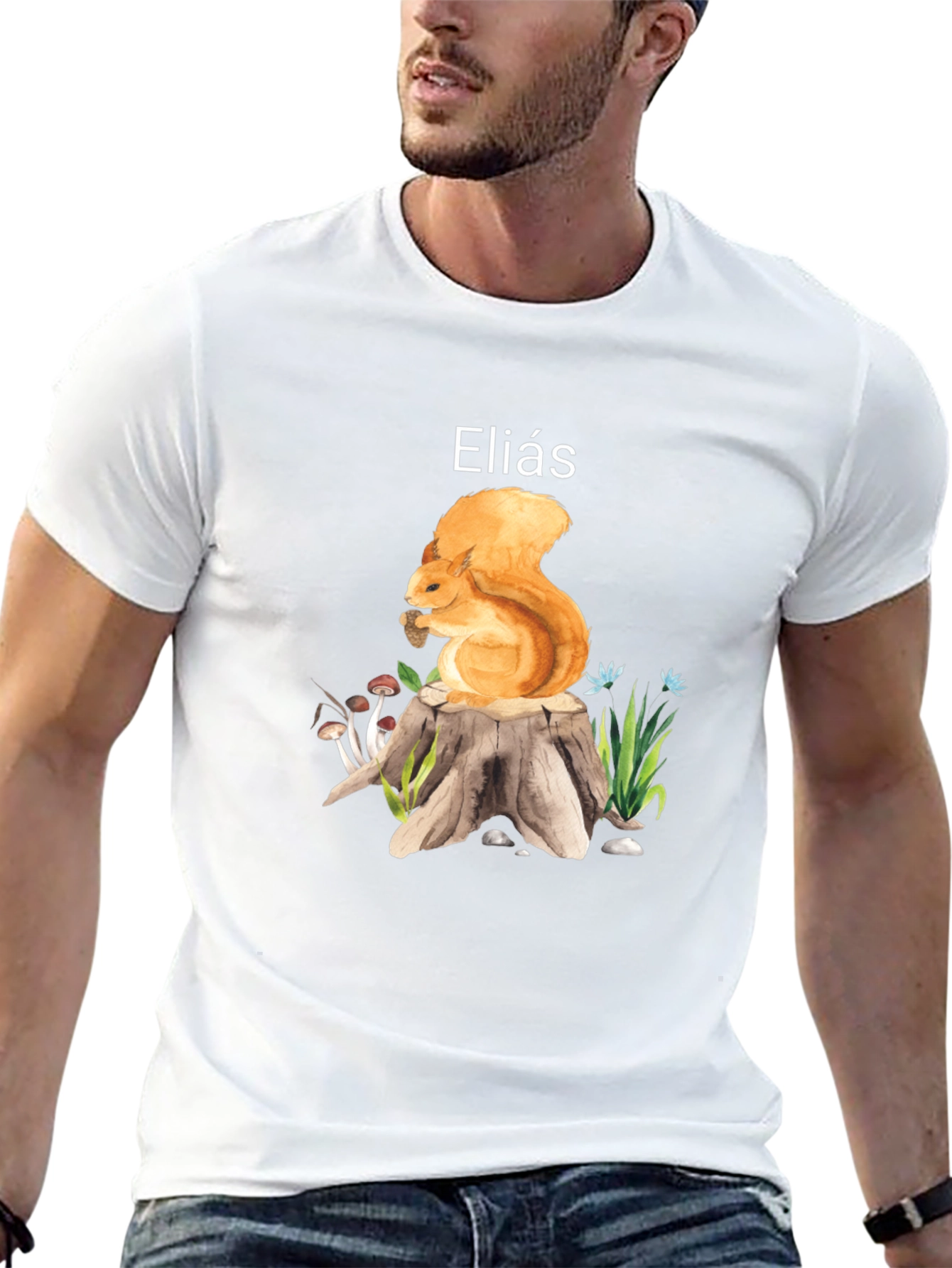 Squirrel on Stump T-Shirt - Personalized Name Gift