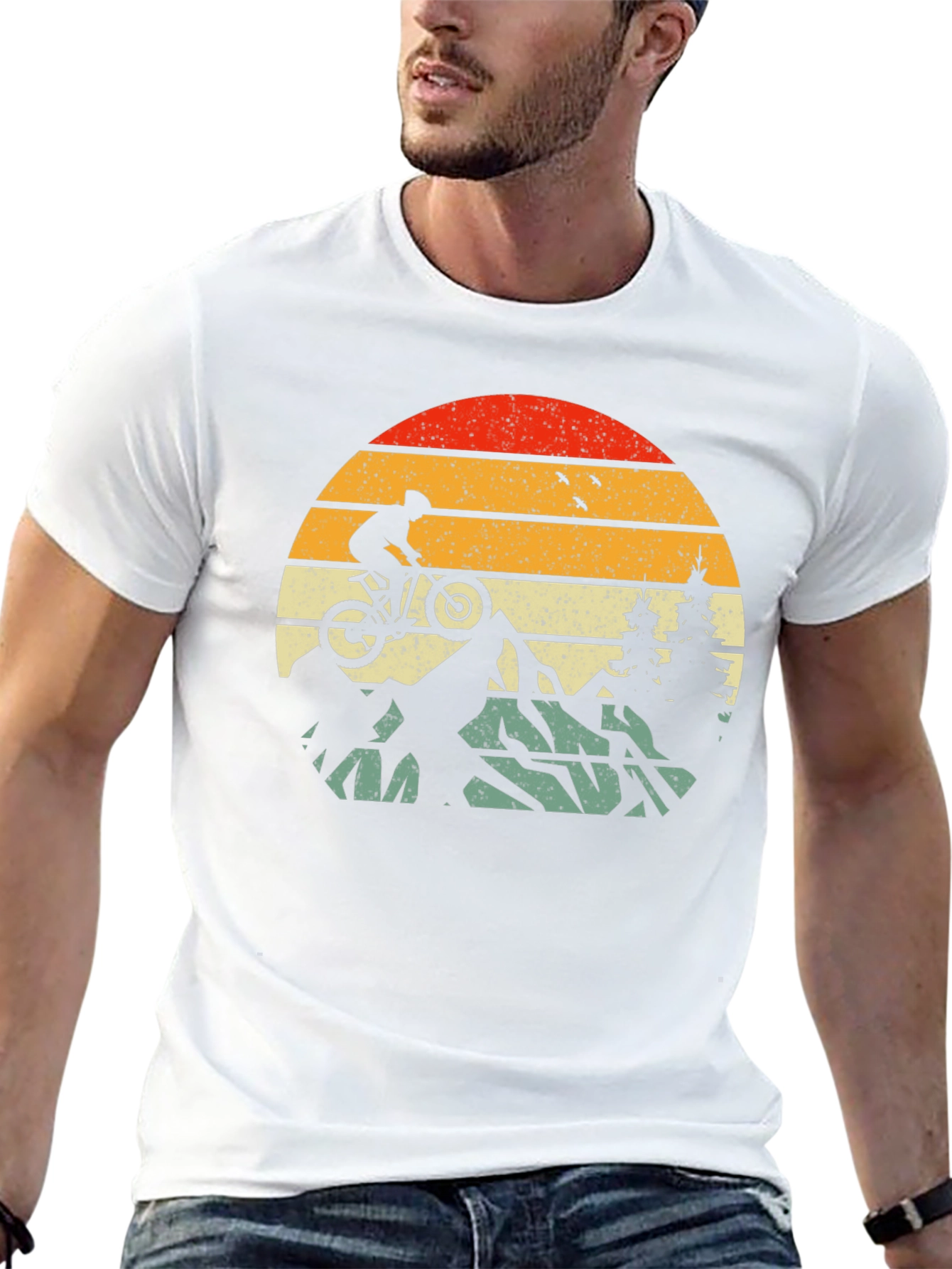 Mountain Biker Retro Sunset T-Shirt
