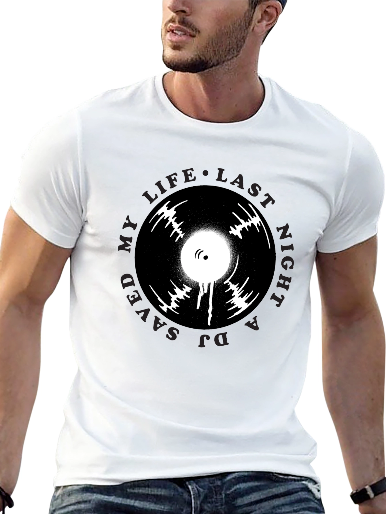 DJ Saved My Life T-Shirt Black Vinyl Graphic Tee