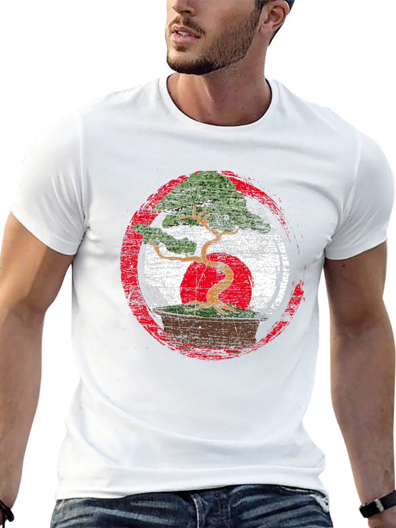 Bonsai Tree Japan Flag Graphic T-Shirt