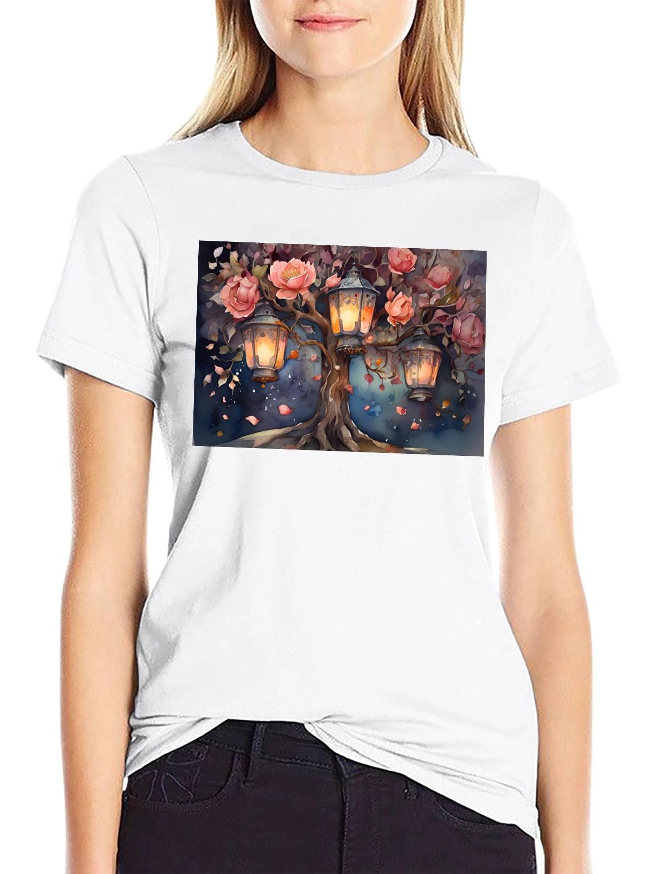 Floral Lantern Tree Graphic Tee