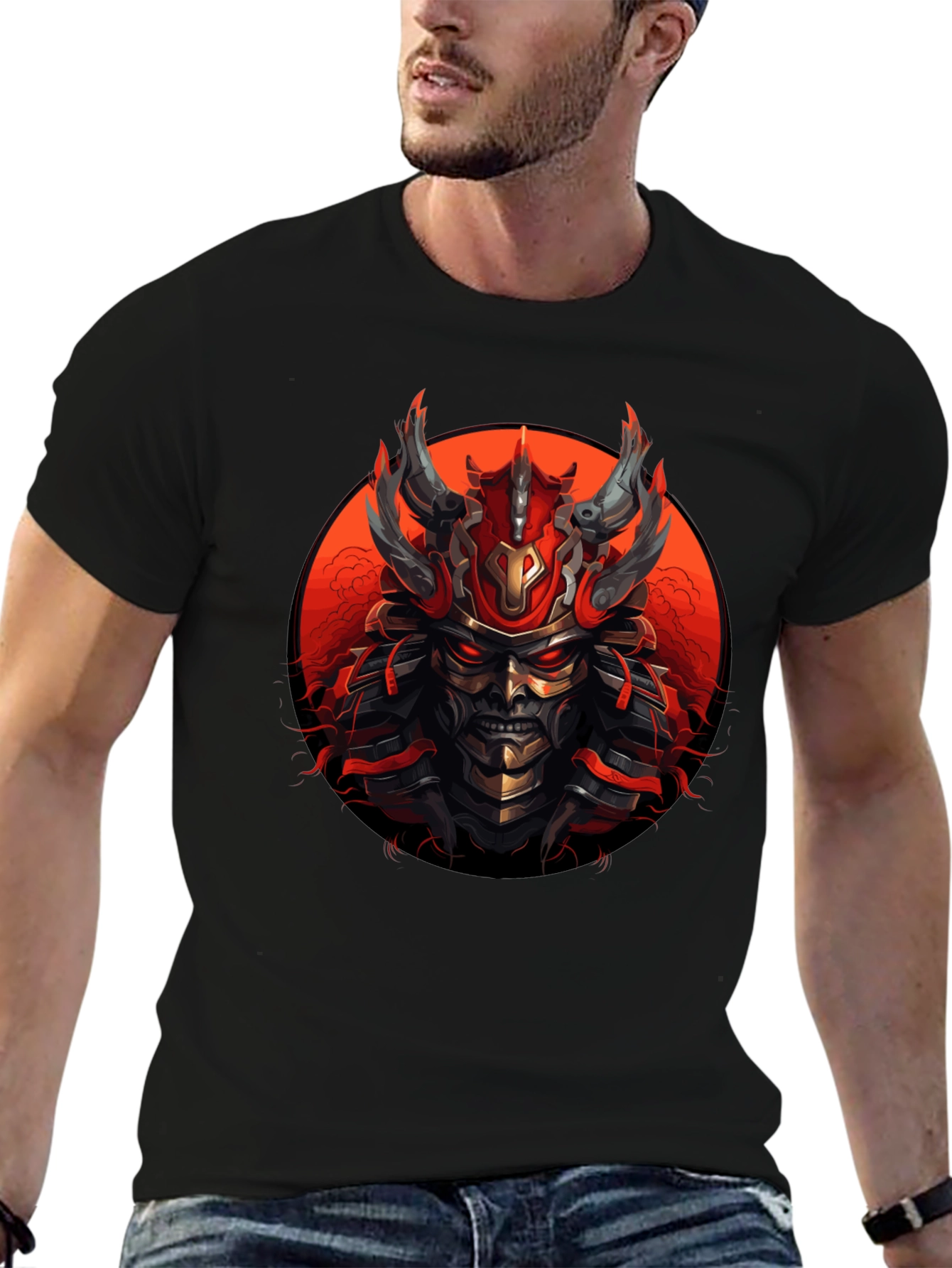 Samurai Warrior Graphic Tee - Mens Black T-Shirt