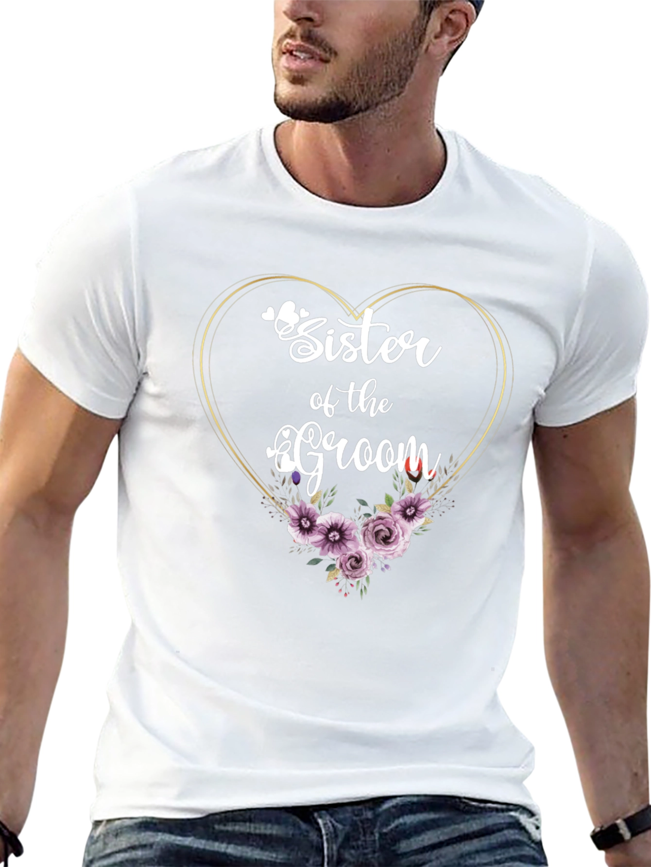 Sister of the Groom Floral Heart T-Shirt