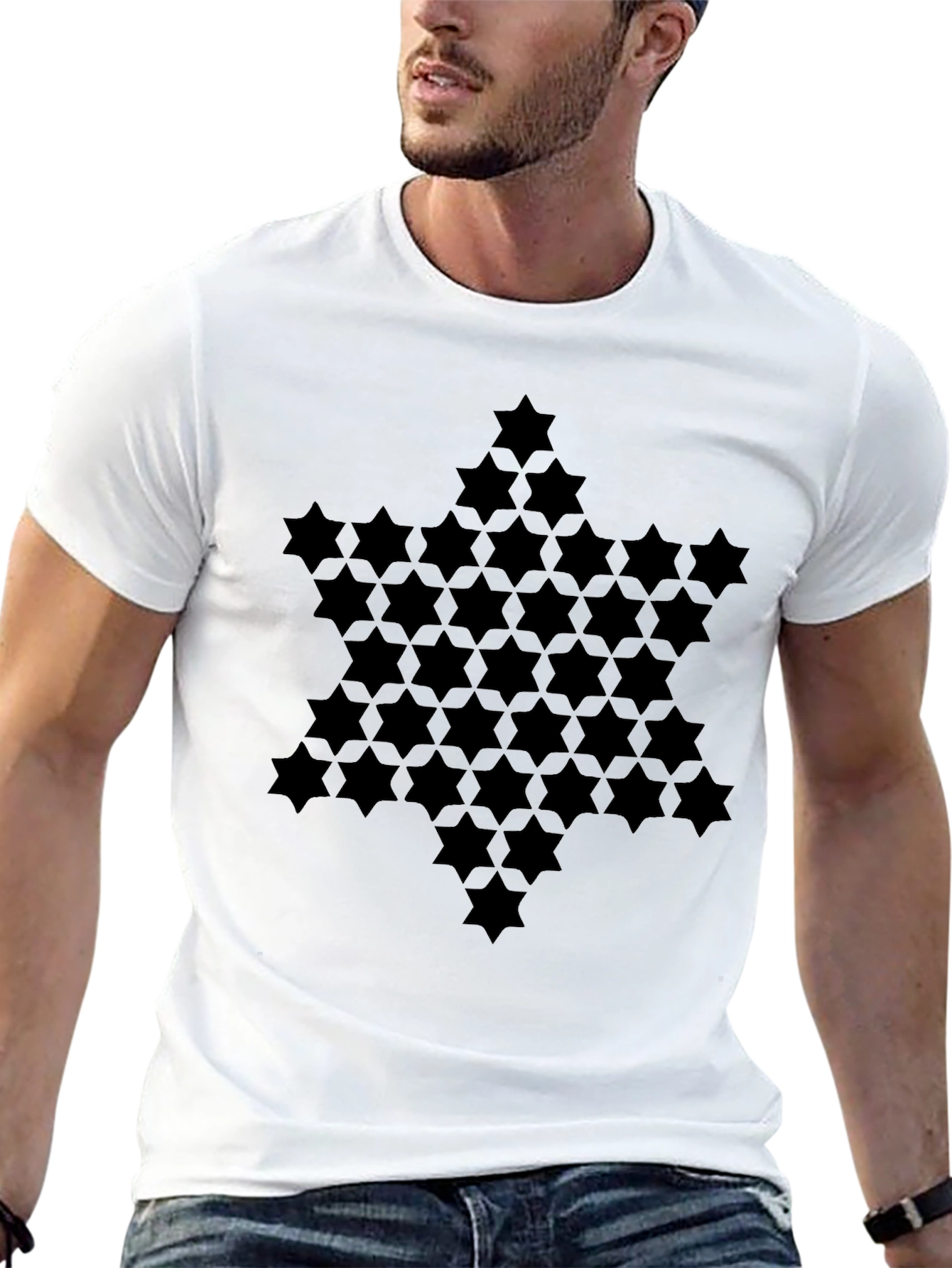Geometric Star Pattern T-Shirt - Modern Graphic Tee