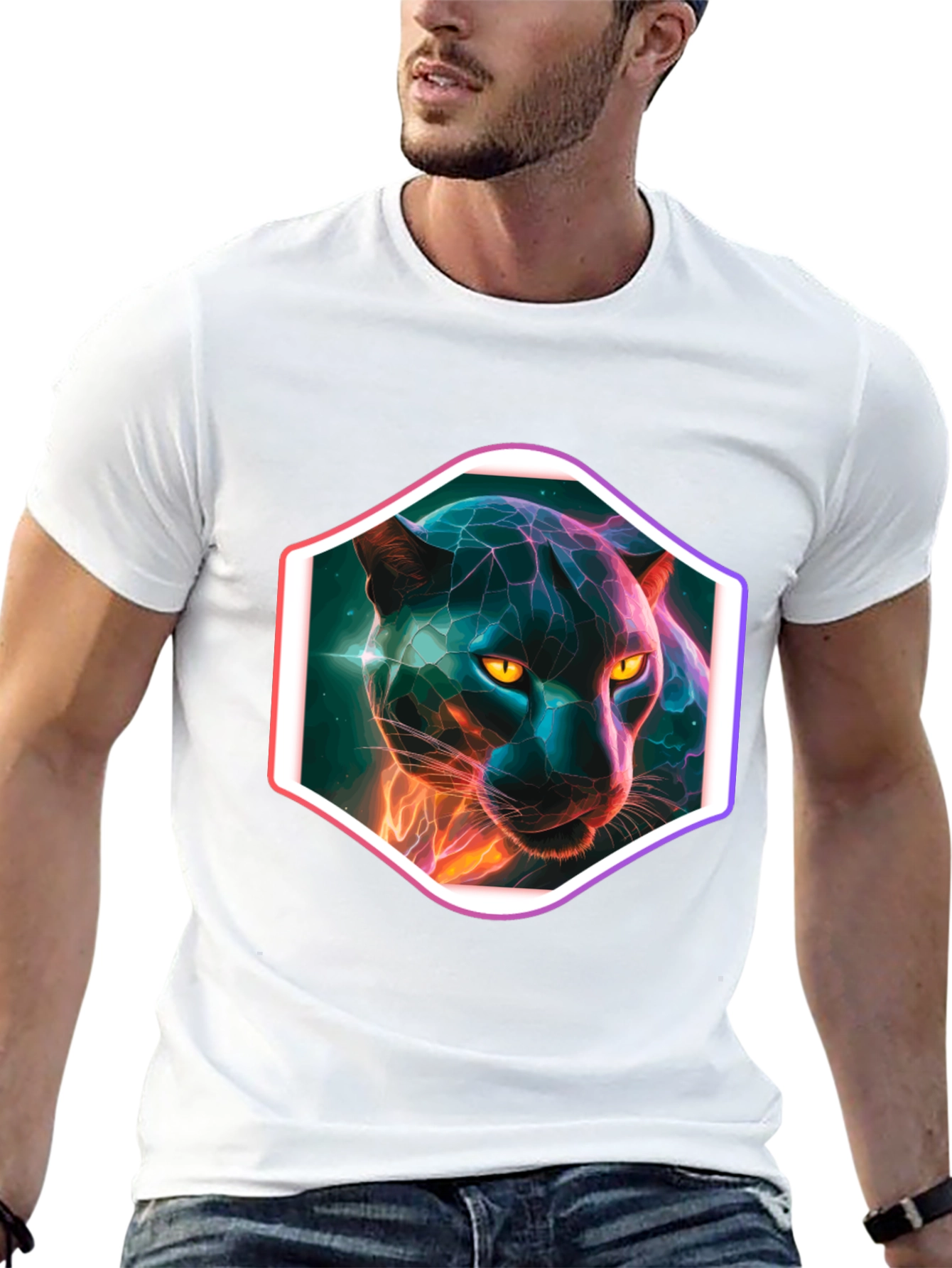 Neon Panther Graphic T-Shirt
