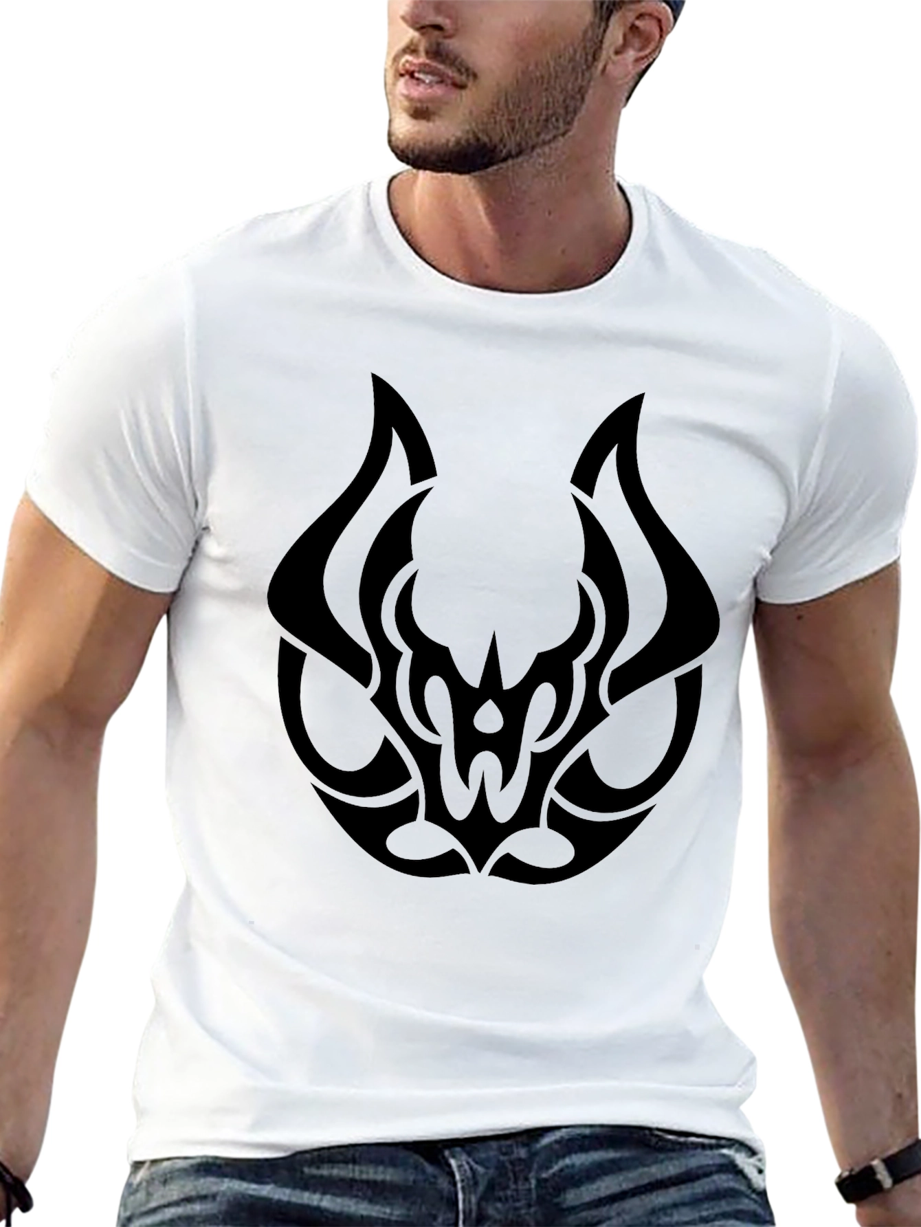 Bold Tribal Graphic Black T-Shirt