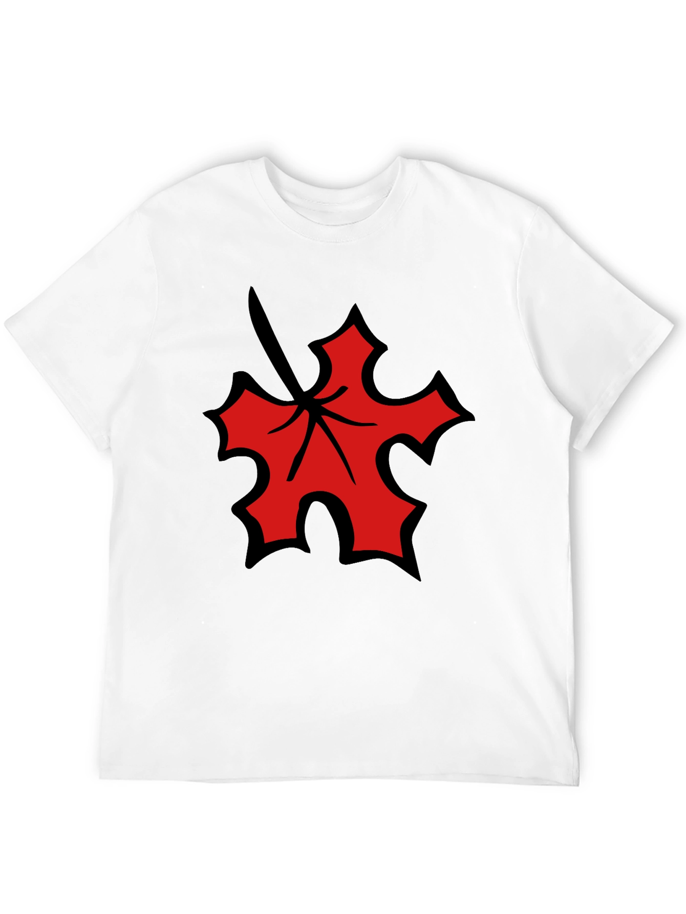 Red Leaf Graphic Black T-Shirt