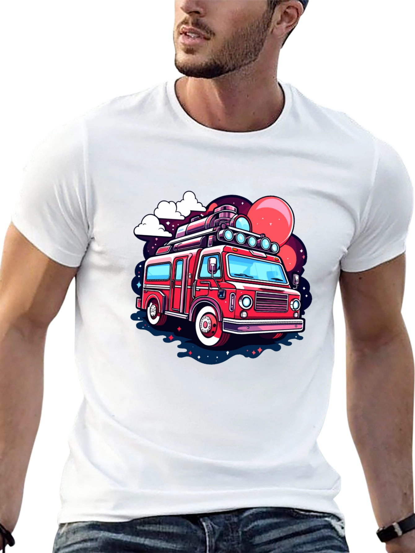 Retro Cartoon Bus Graphic T-Shirt
