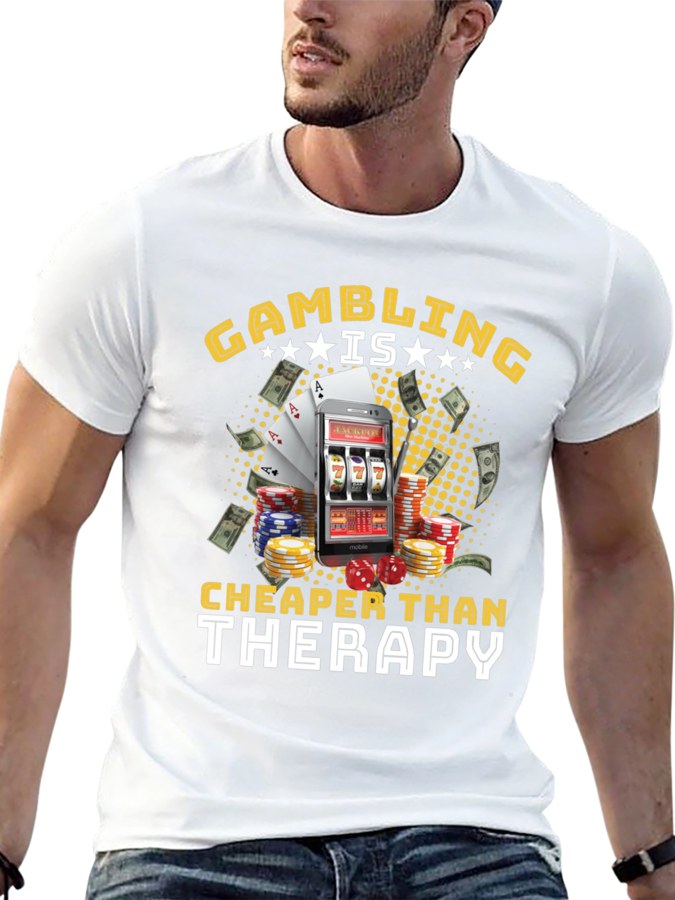 Gambling is Cheaper Than Therapy Black T-Shirt