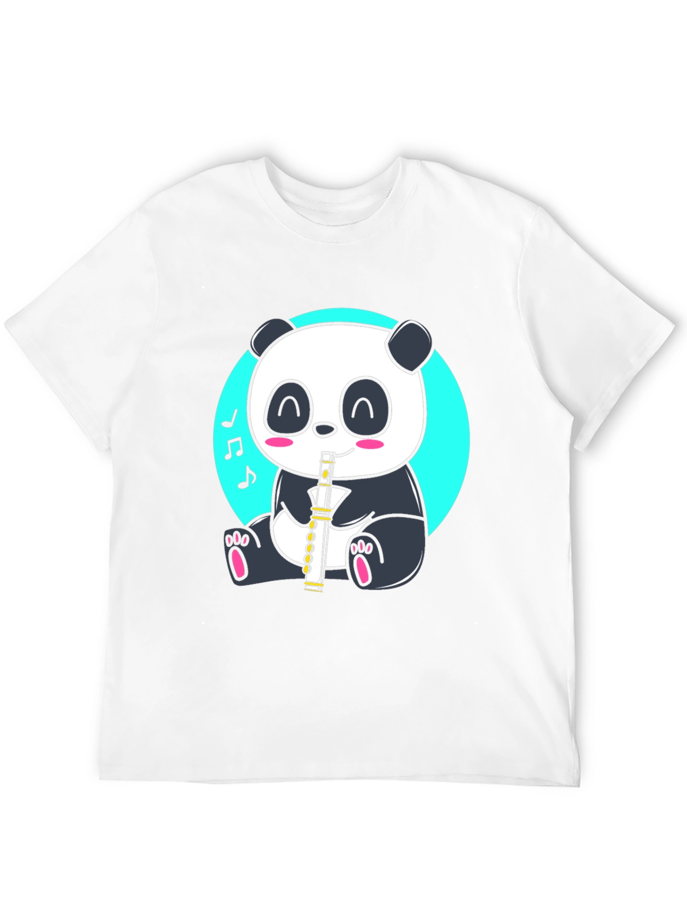 Panda Playing Flute Graphic Tee - Black