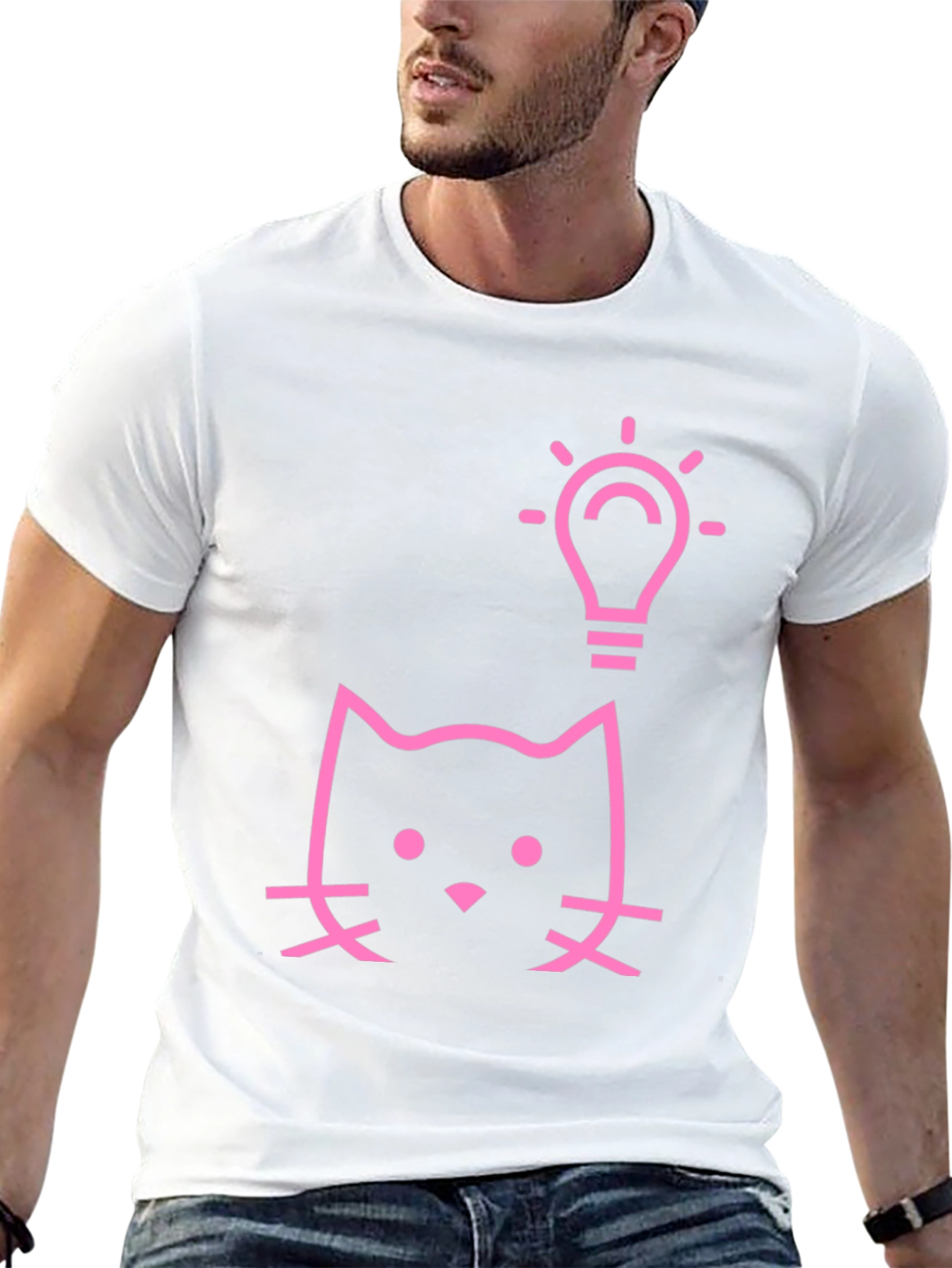 Cat Idea T-Shirt - Black Cotton Tee