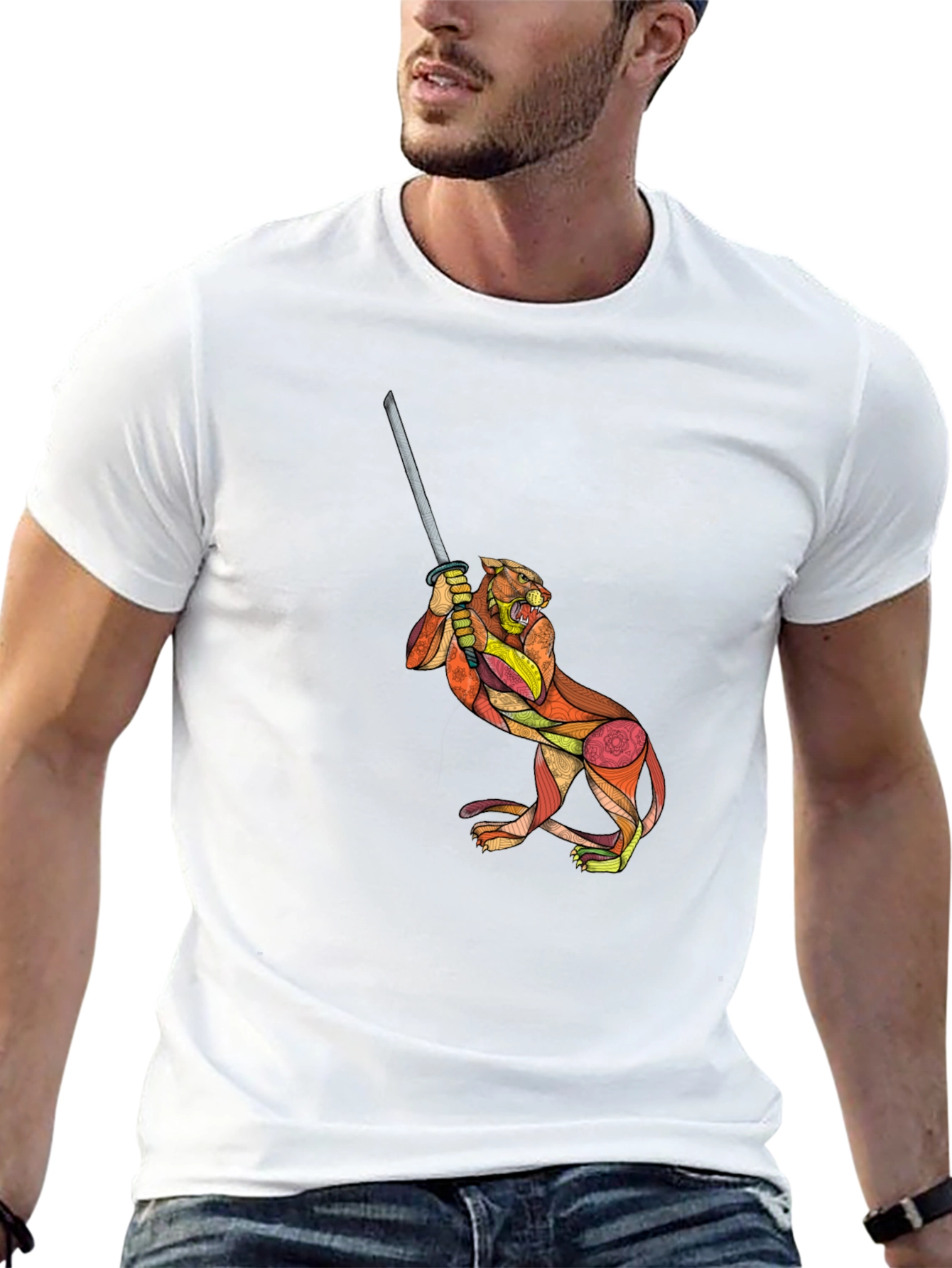 Tiger Katana Graphic T-Shirt