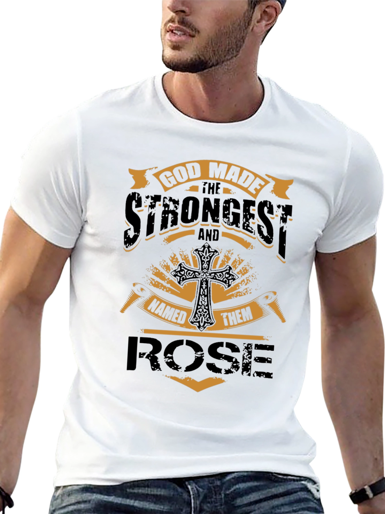 God Made the Strongest Rose Black T-Shirt