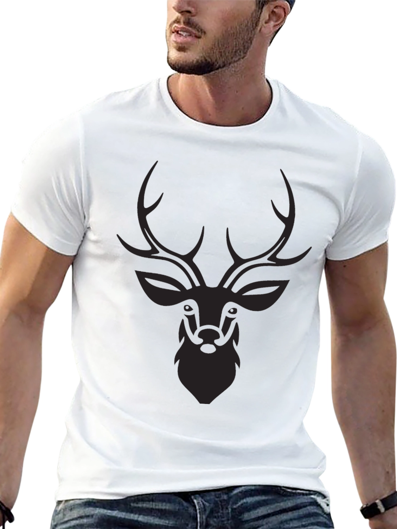 Mens Black Deer Graphic Tee - Stylish Casual Wear