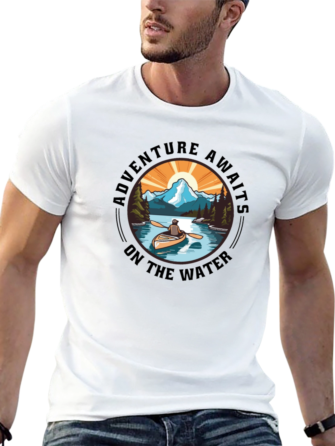 Adventure Awaits Tee: Outdoorsmans Black T-Shirt
