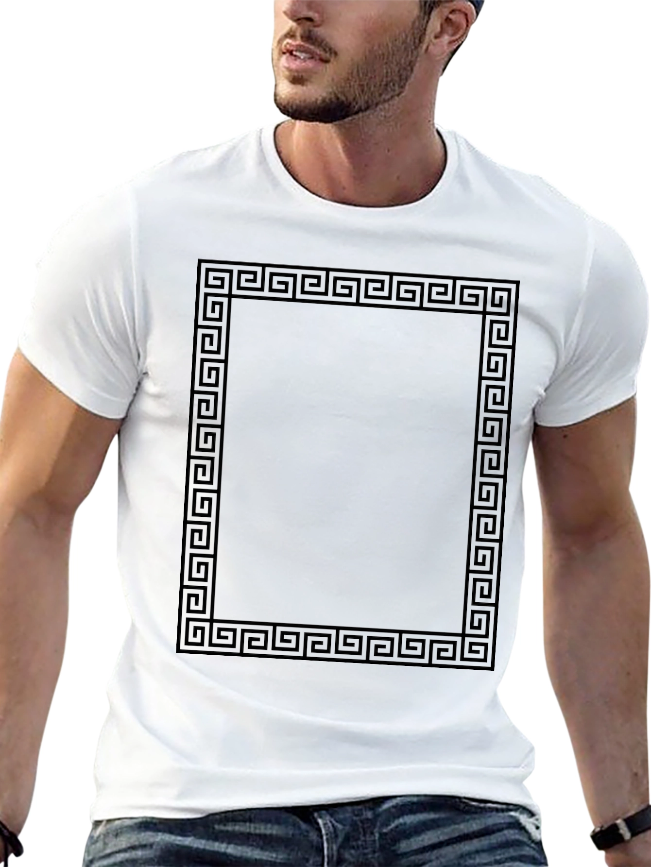 Geometric Border Black T-Shirt