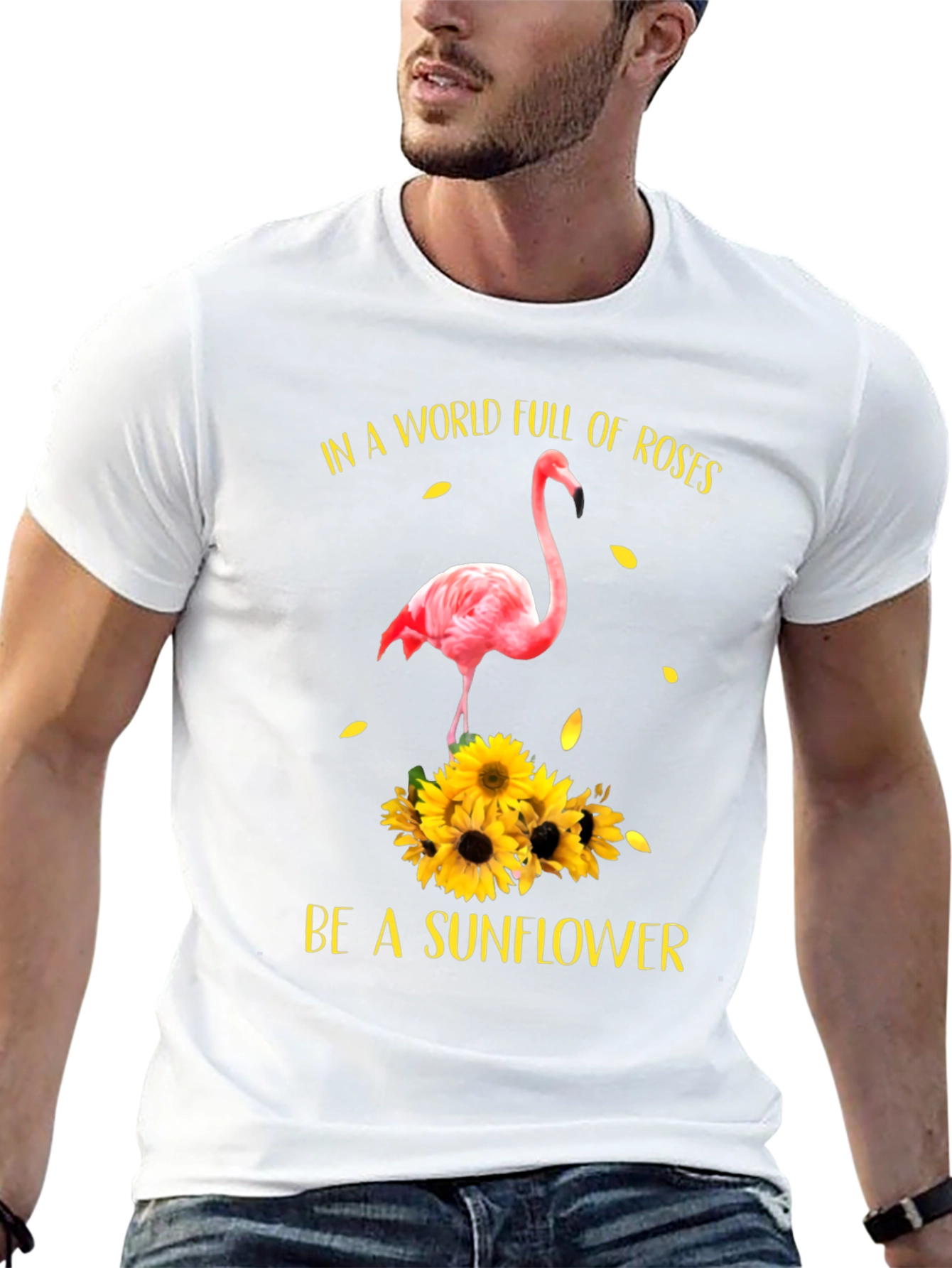 Flamingo Sunflower Graphic T-Shirt