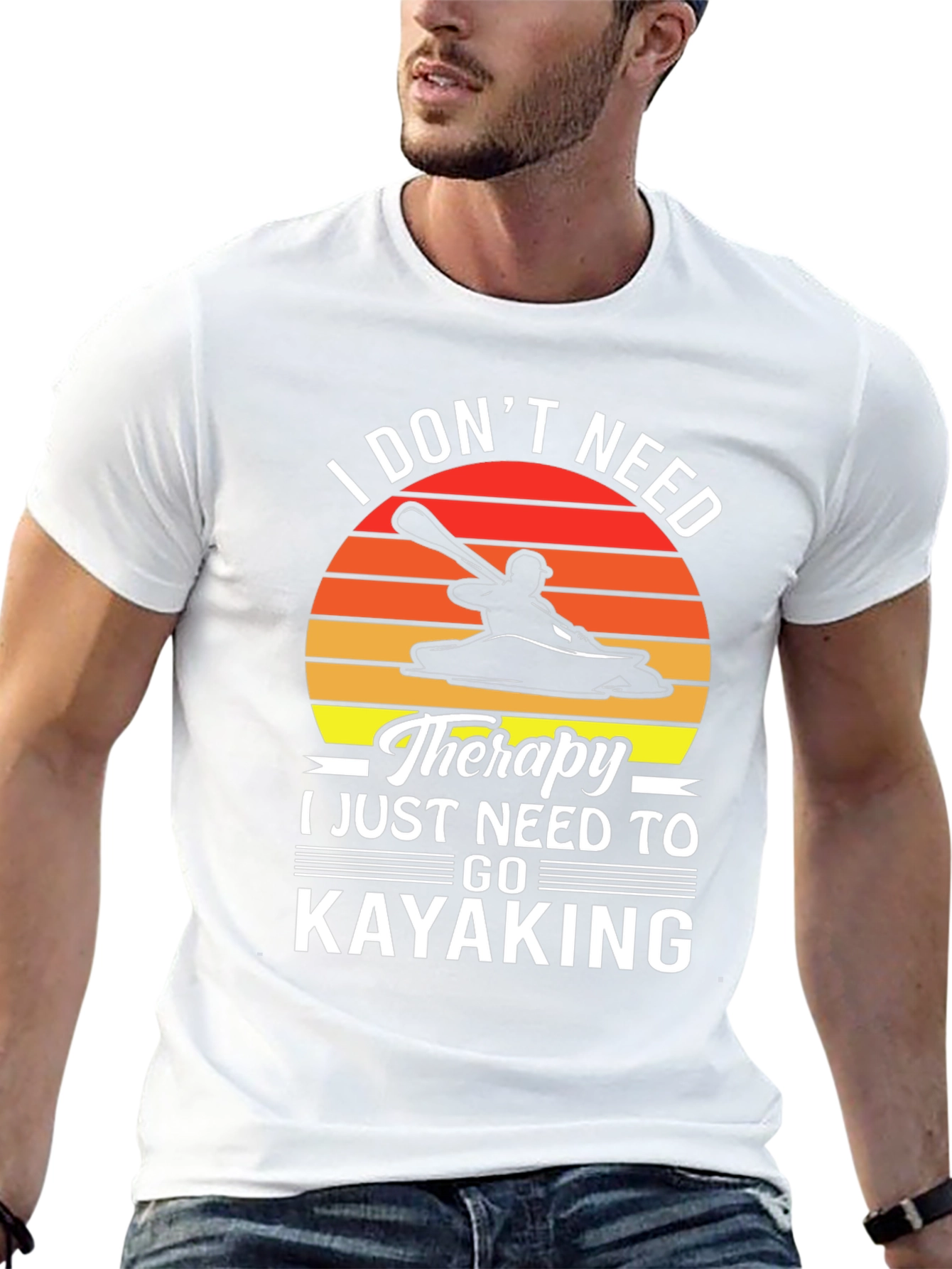 Kayaking Therapy T-Shirt - Mens Black Graphic Tee