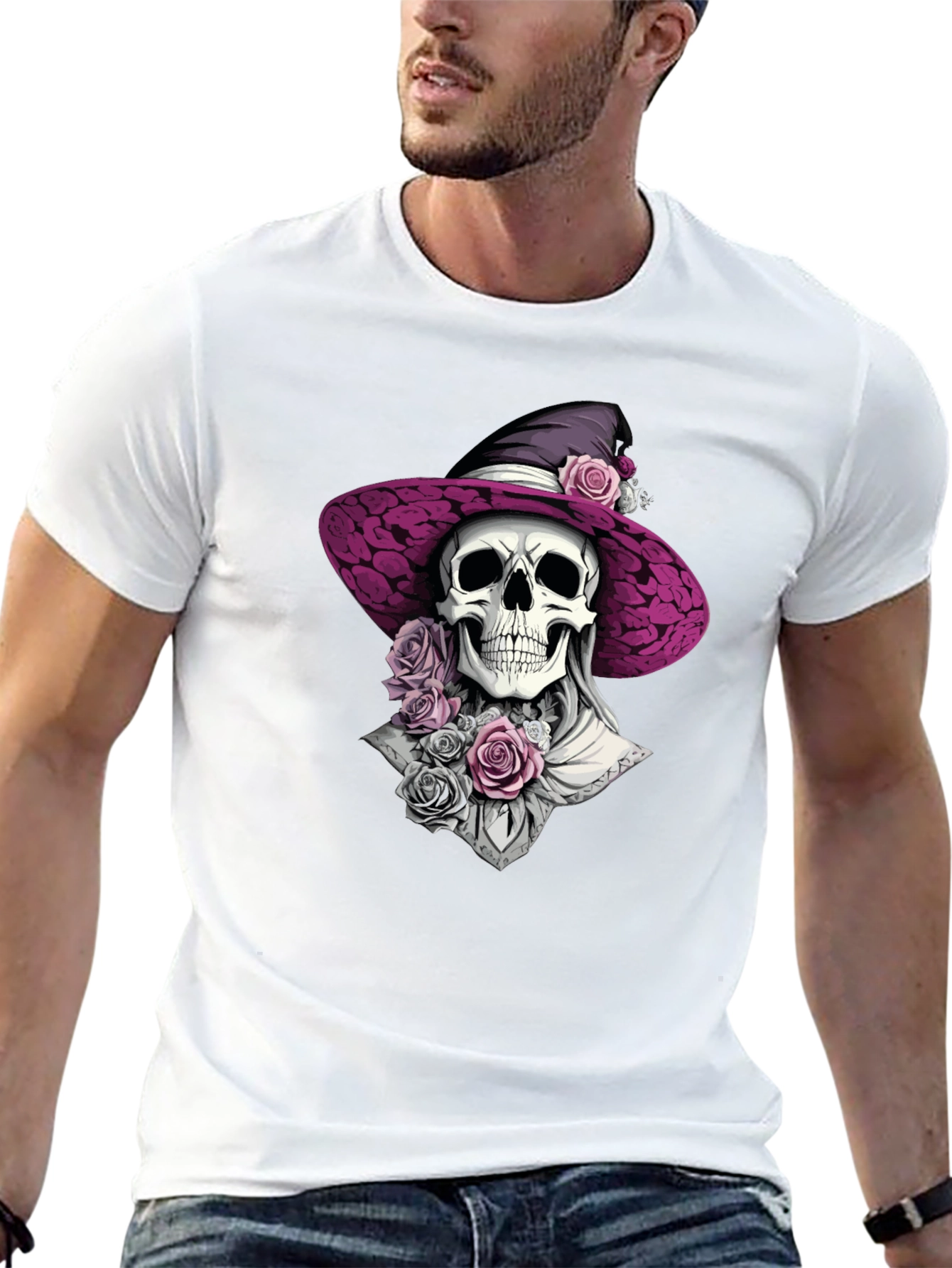 Skull Witch T-Shirt: Gothic Halloween Style