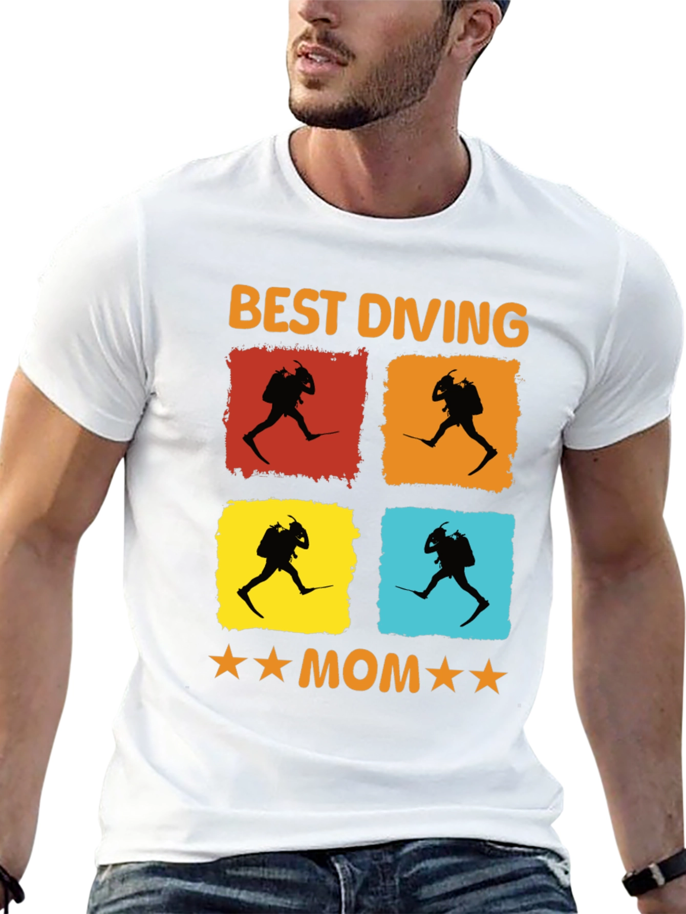 Best Diving Mom T-Shirt | Diver Silhouette Graphic Tee