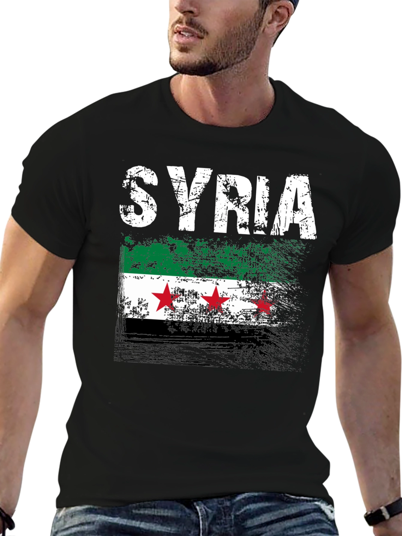 Syria Flag Distressed T-Shirt - Graphic Tee