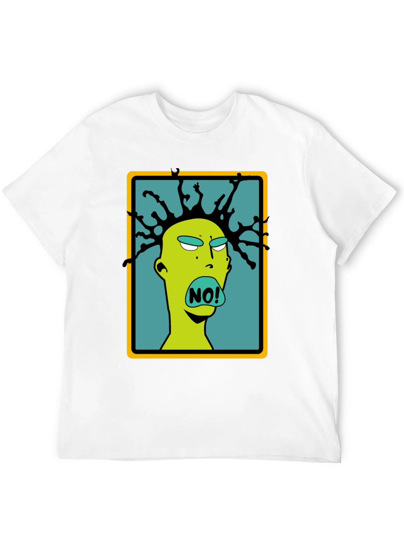 Edgy Cartoon NO! Graphic Black T-Shirt
