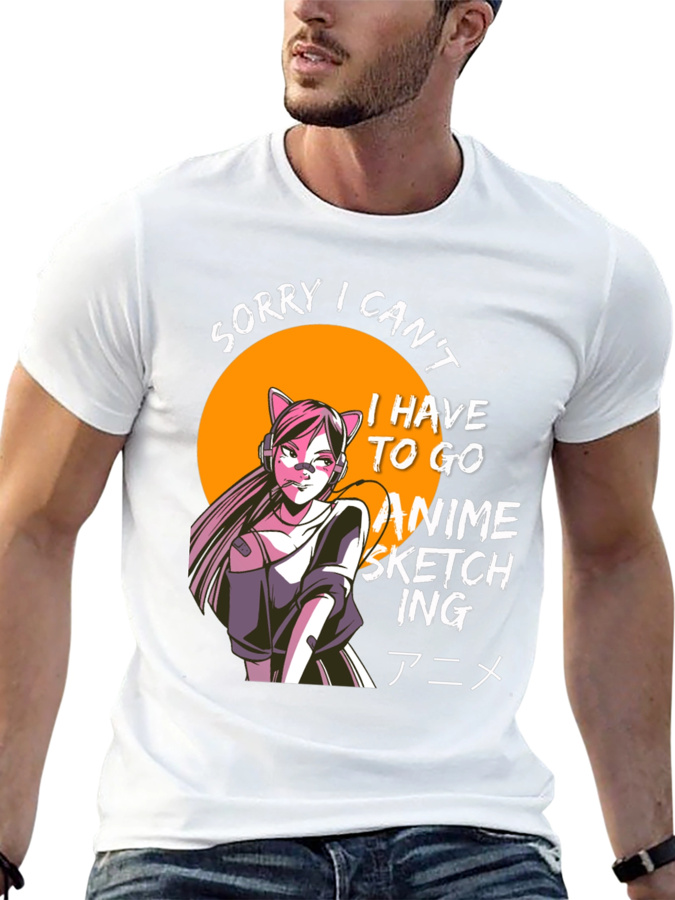 Anime Sketching T-Shirt - Black Graphic Tee