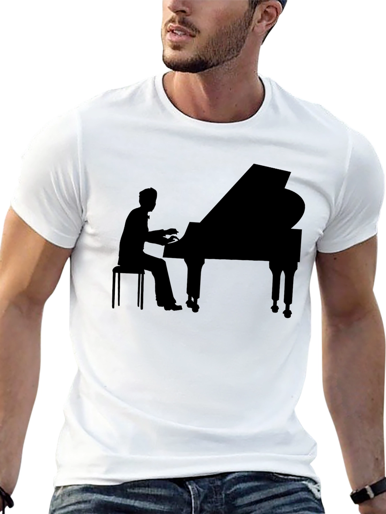 Grand Piano Player Graphic Tee - Black