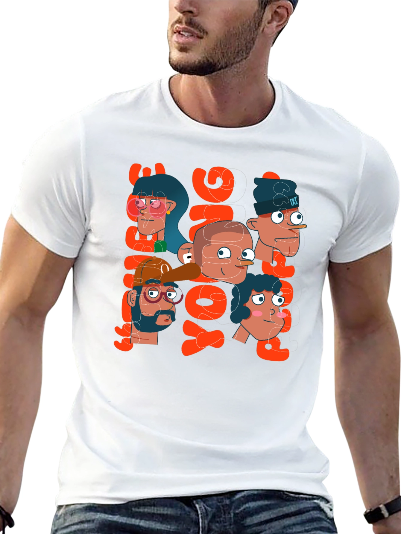 Cartoon Character Graphic Print Mens T-Shirt