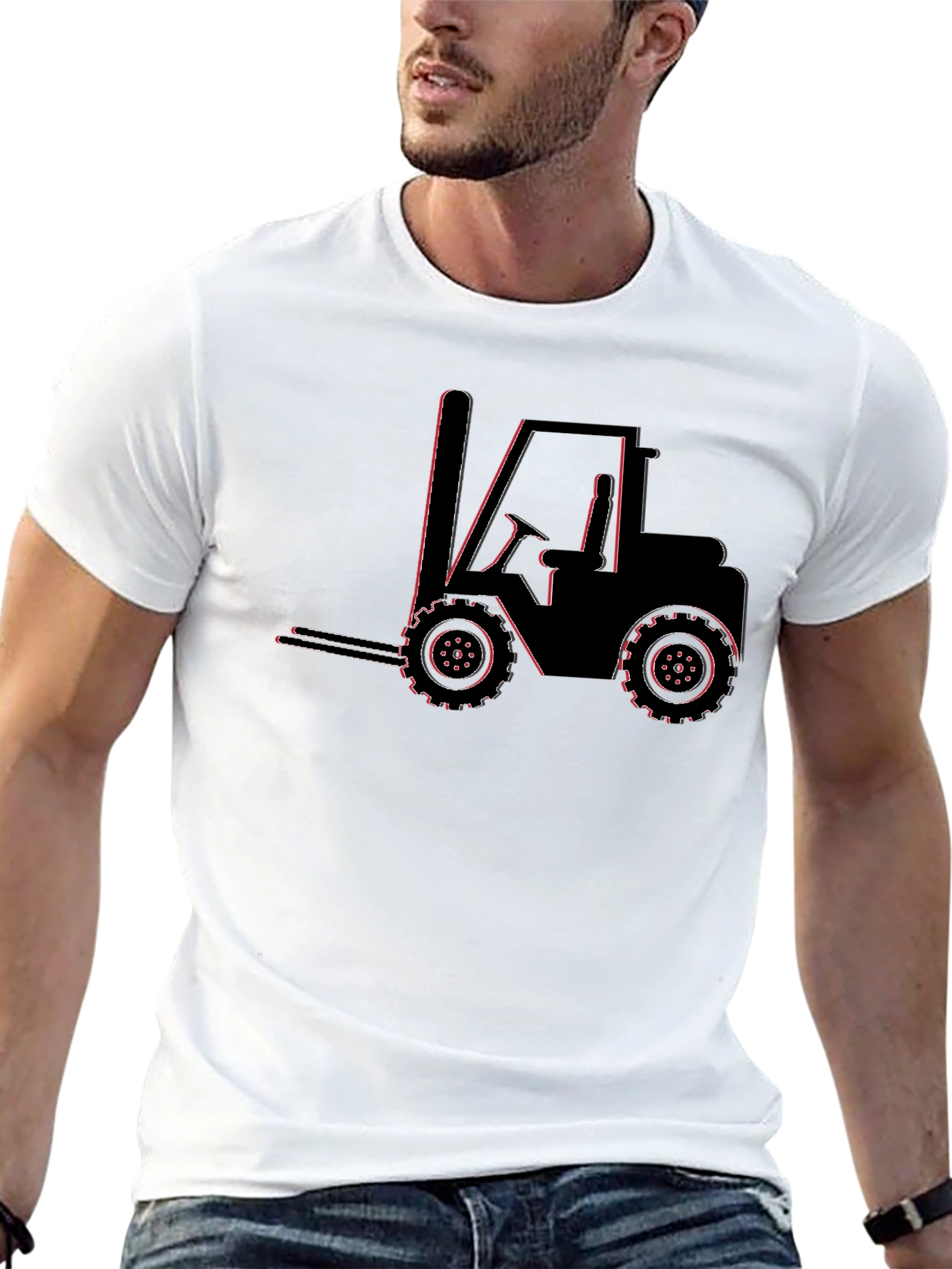 Forklift Graphic Tee - Black Cotton Blend