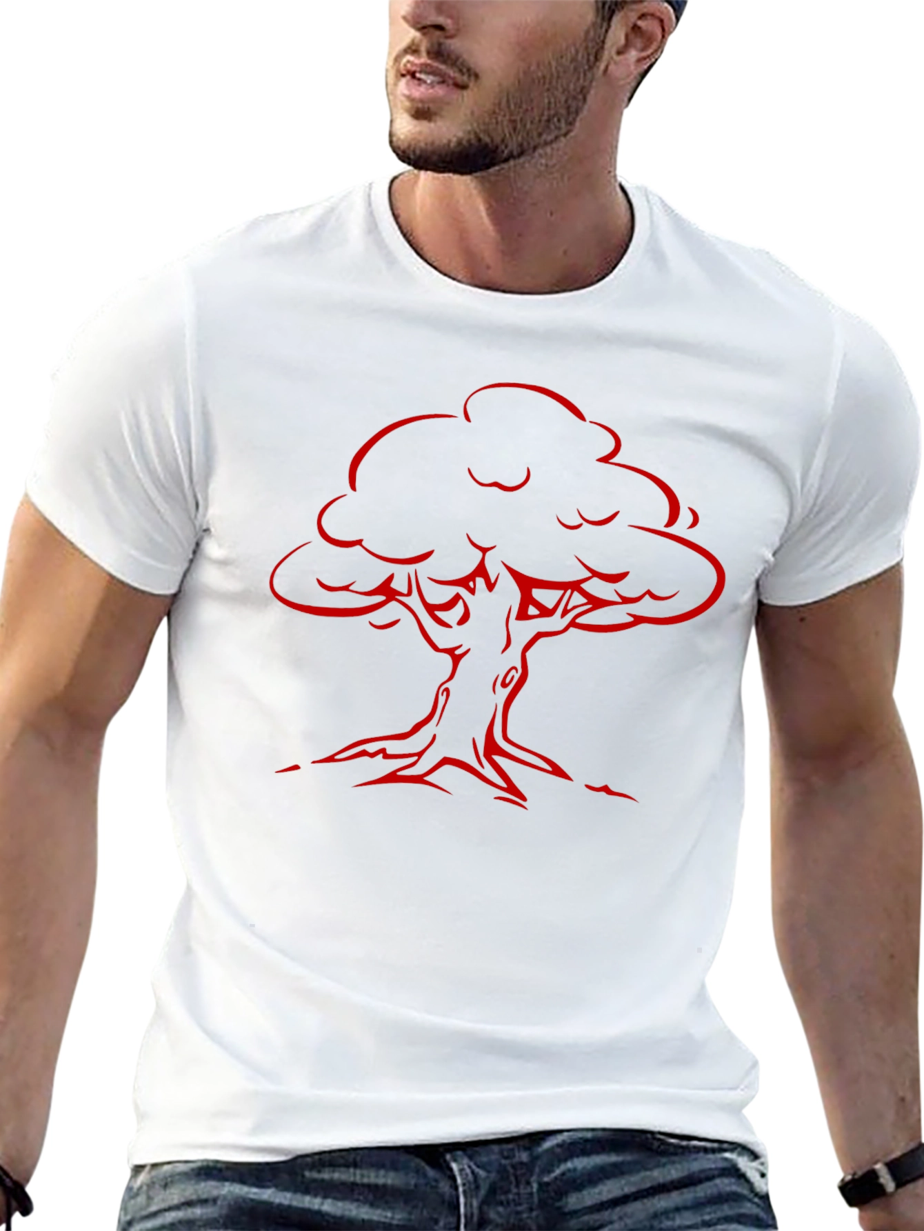 Red Tree Graphic Black T-Shirt