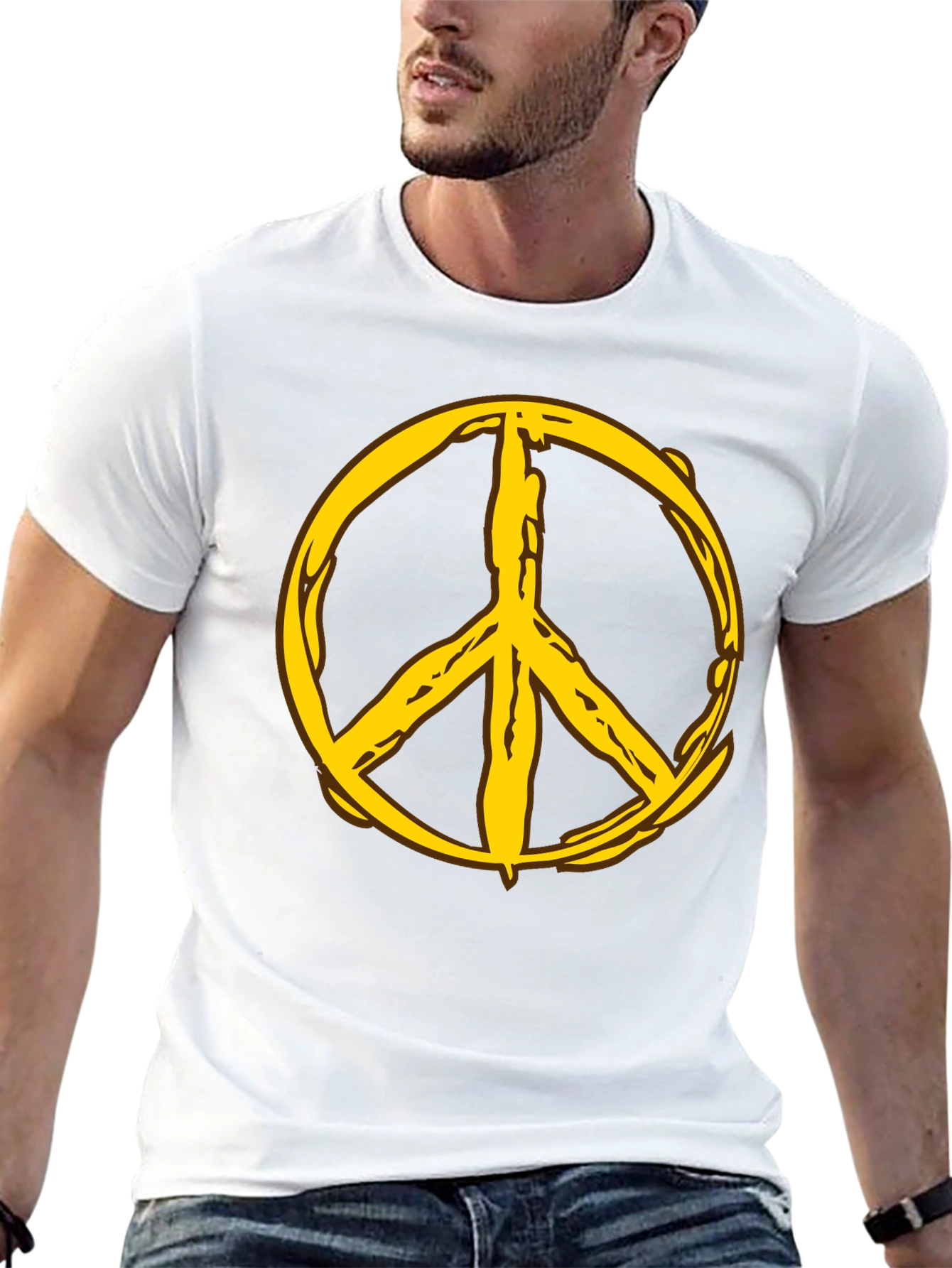 Peace Symbol Graphic Tee - Black Cotton Comfort