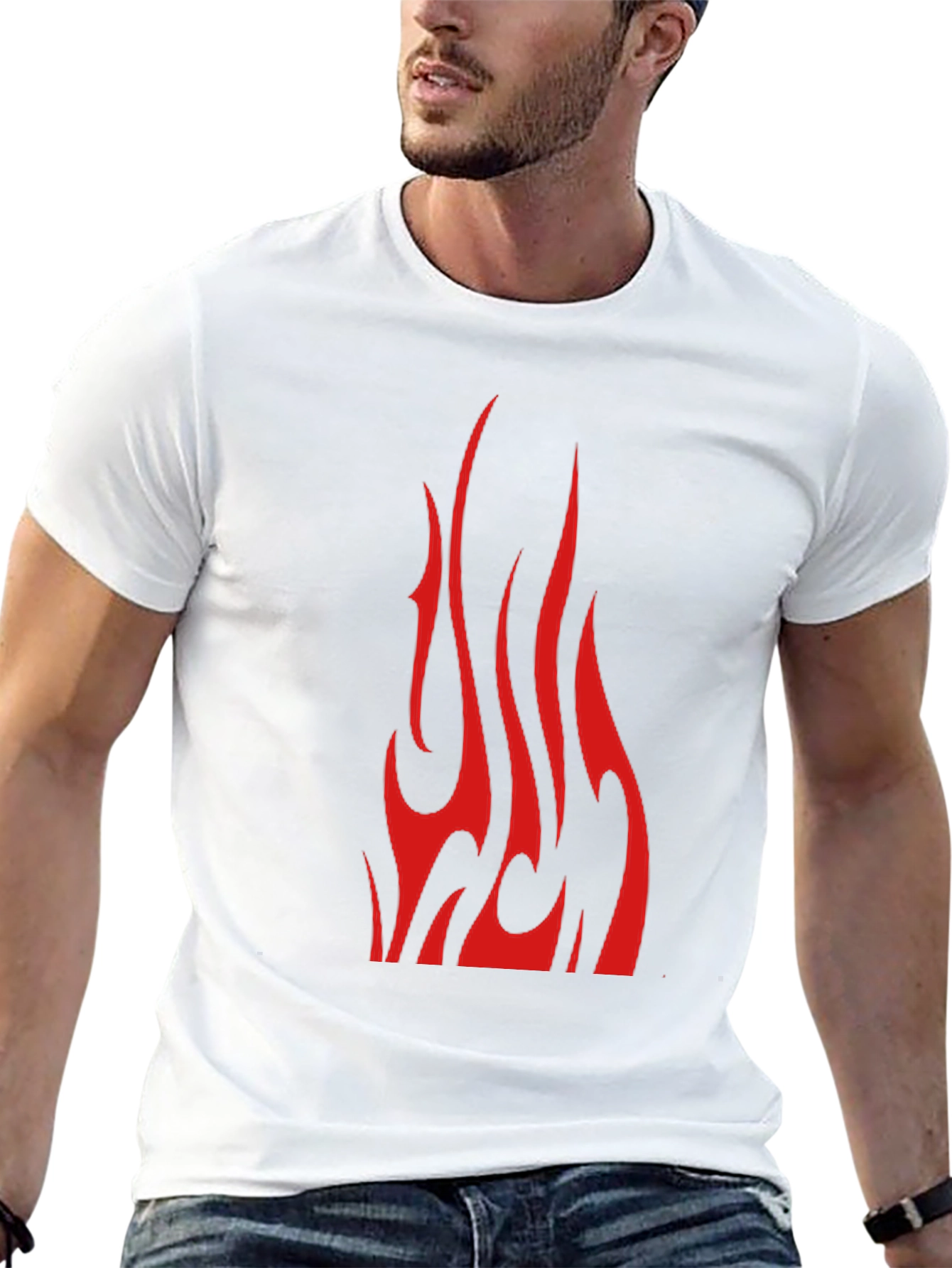 Red Flame Graphic Black T-Shirt
