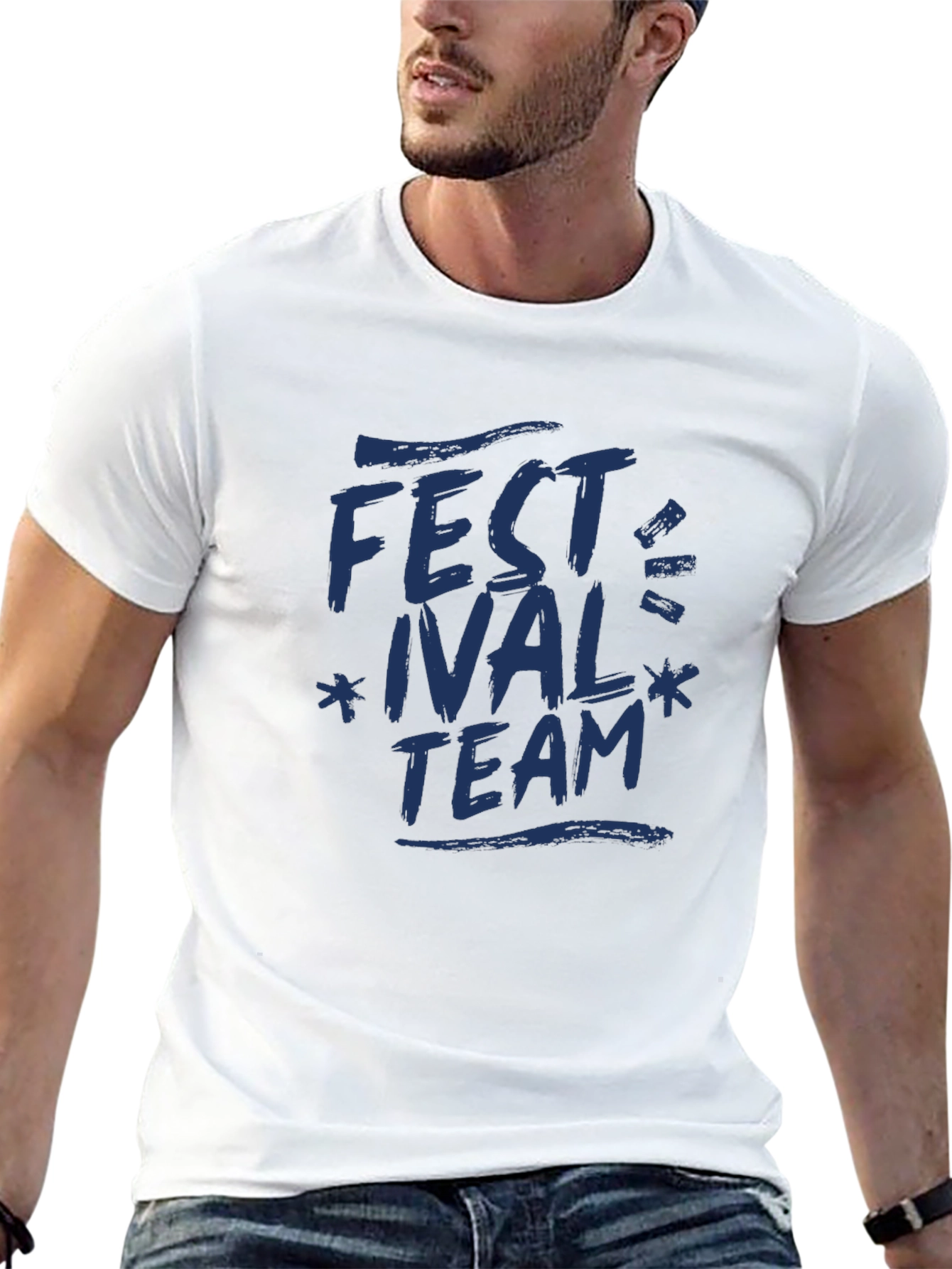 Festival Team T-Shirt - Navy Graphic Print