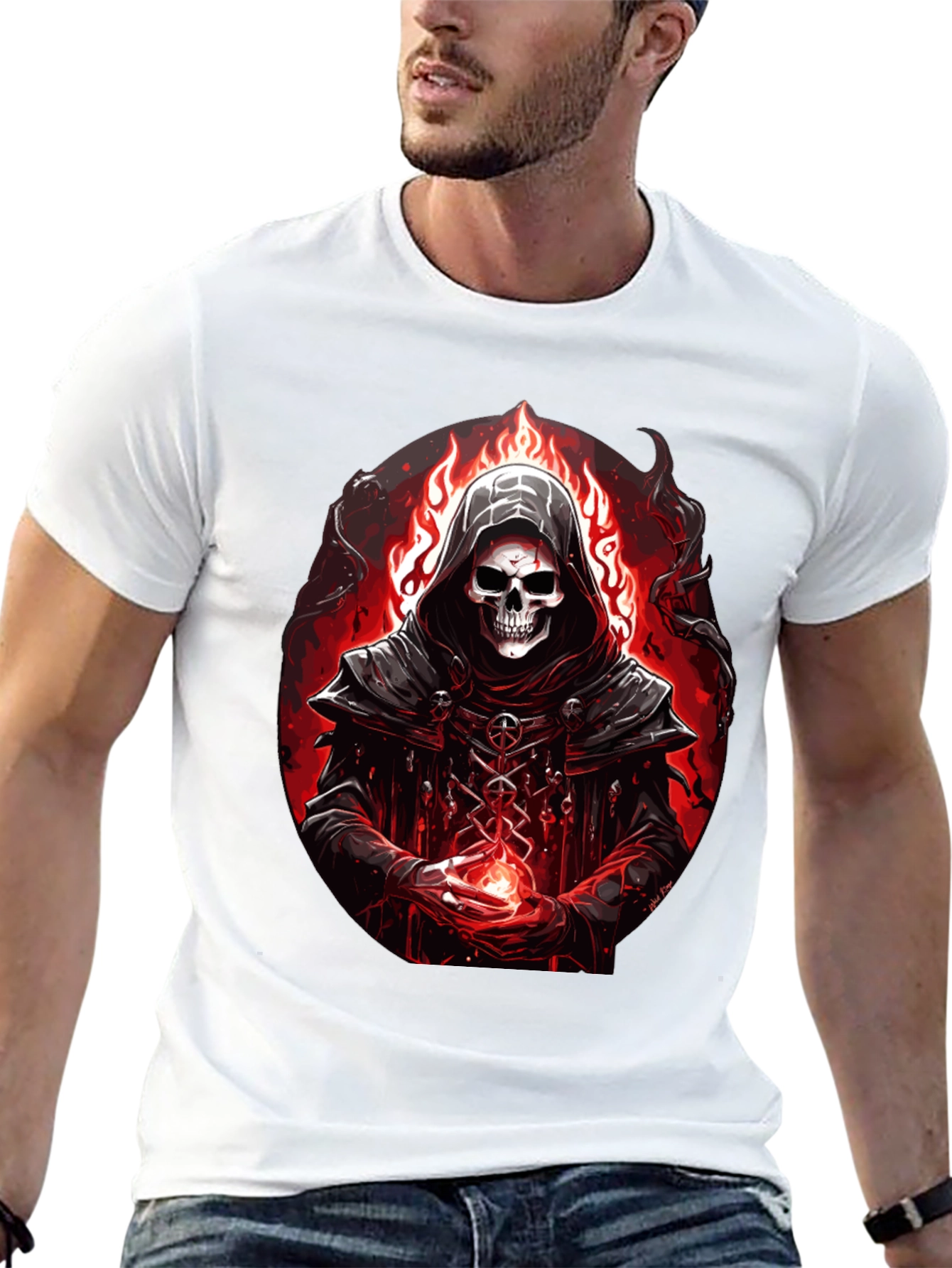 Grim Reaper Graphic Tee - Dark Fantasy T-Shirt