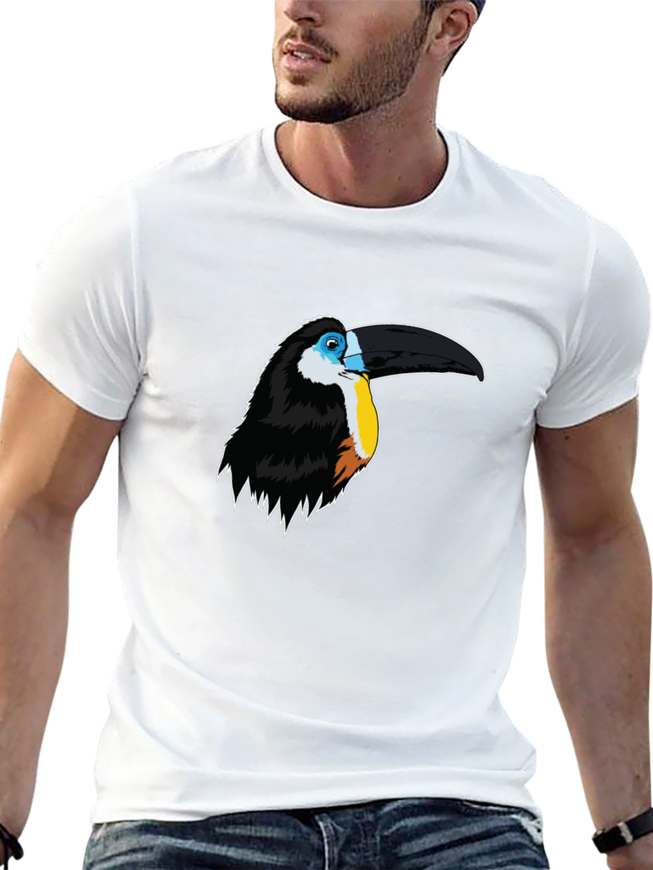 Toucan Graphic Print Mens Black T-Shirt