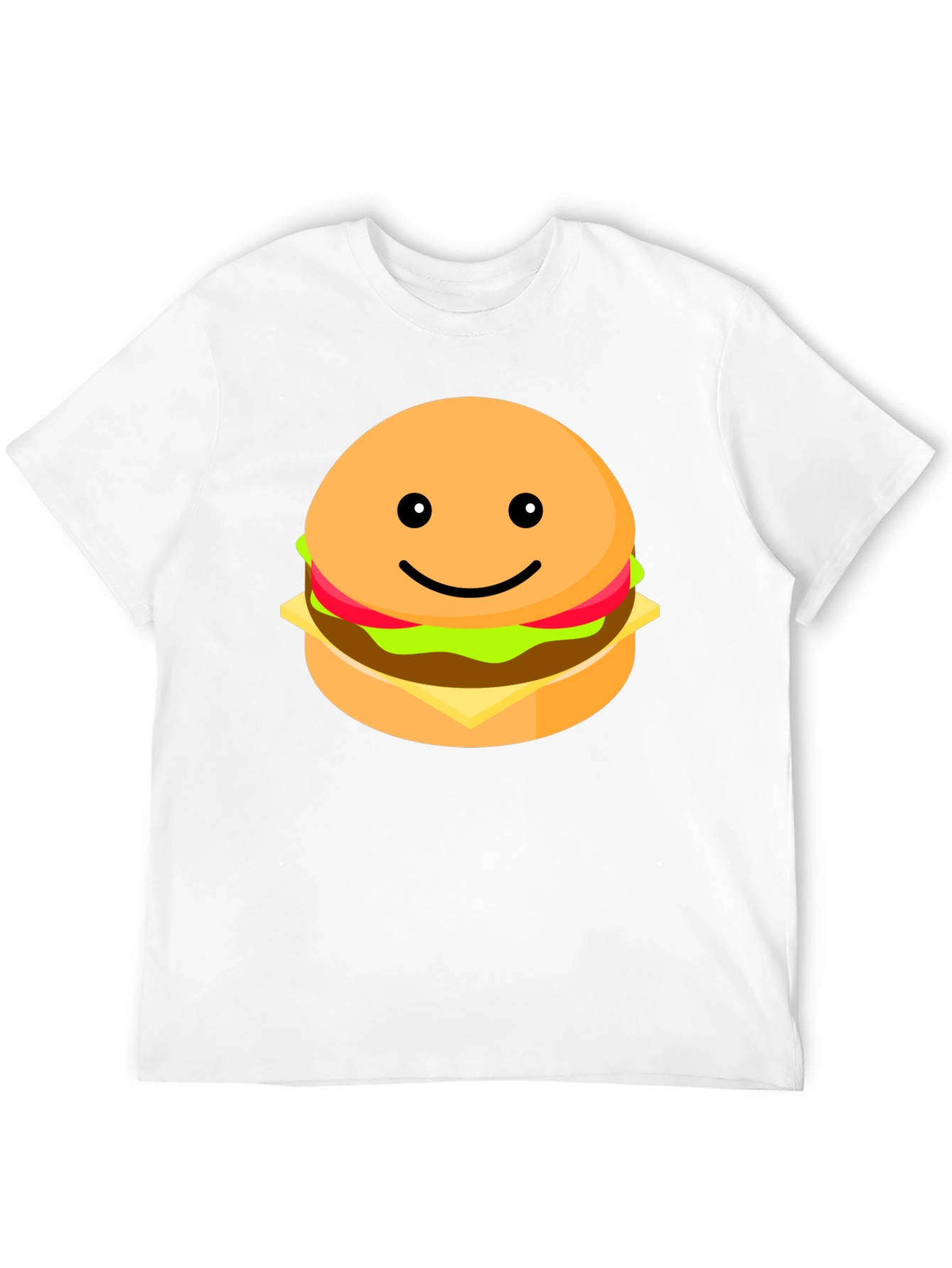 Smiling Burger Graphic Tee - Casual Black T-Shirt