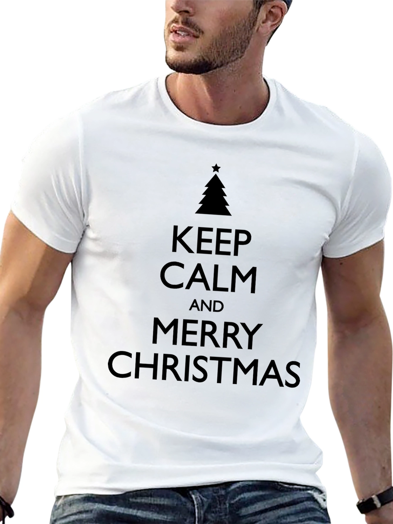 Keep Calm Merry Christmas Black Graphic T-Shirt